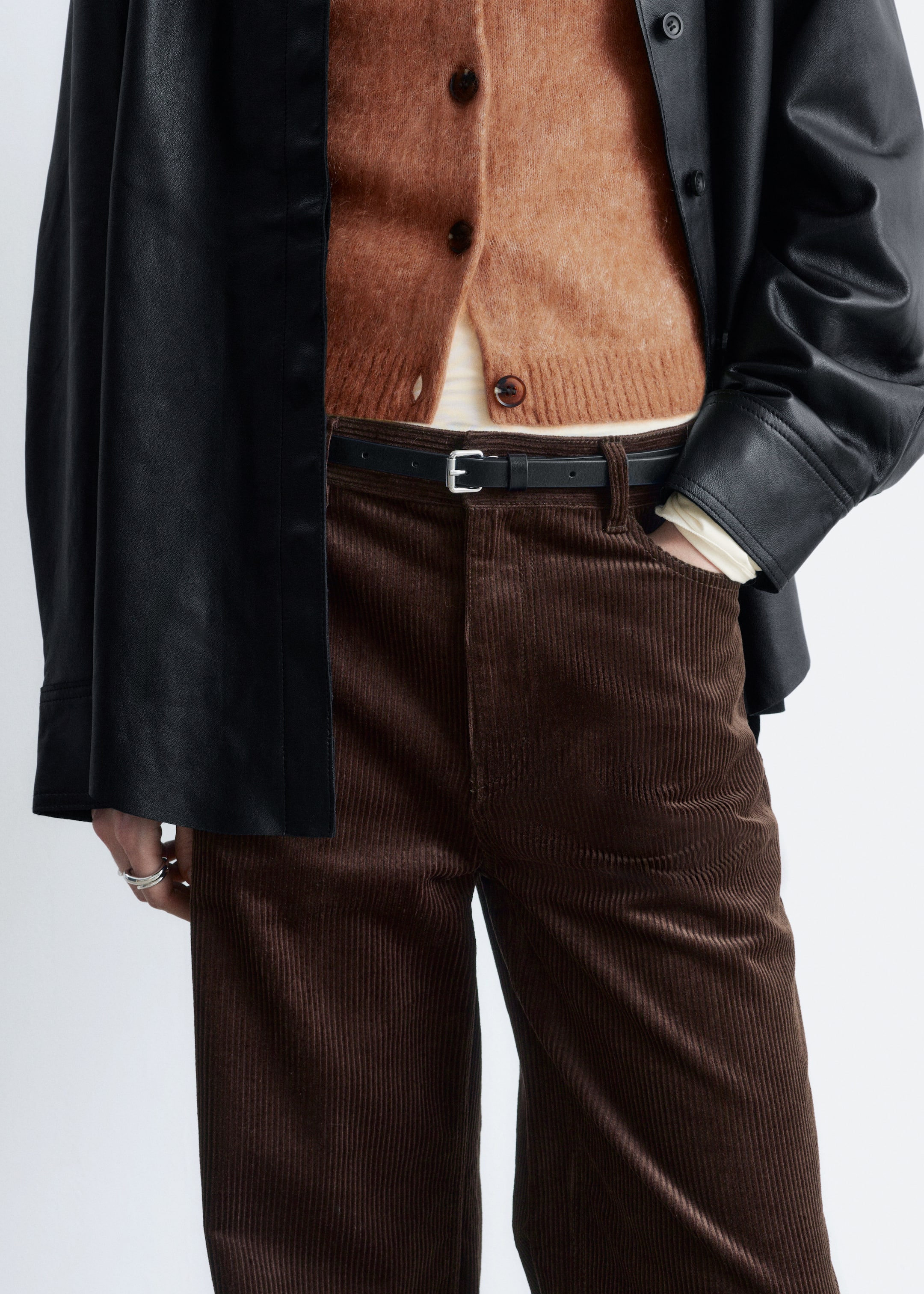 Προβολή μεγαλύτερης εικόνας: Παντελόνι Κορντουρόι με Φαρδιά Γραμμή - Σκούρο Καφέ - Ladies | H&M GR 4