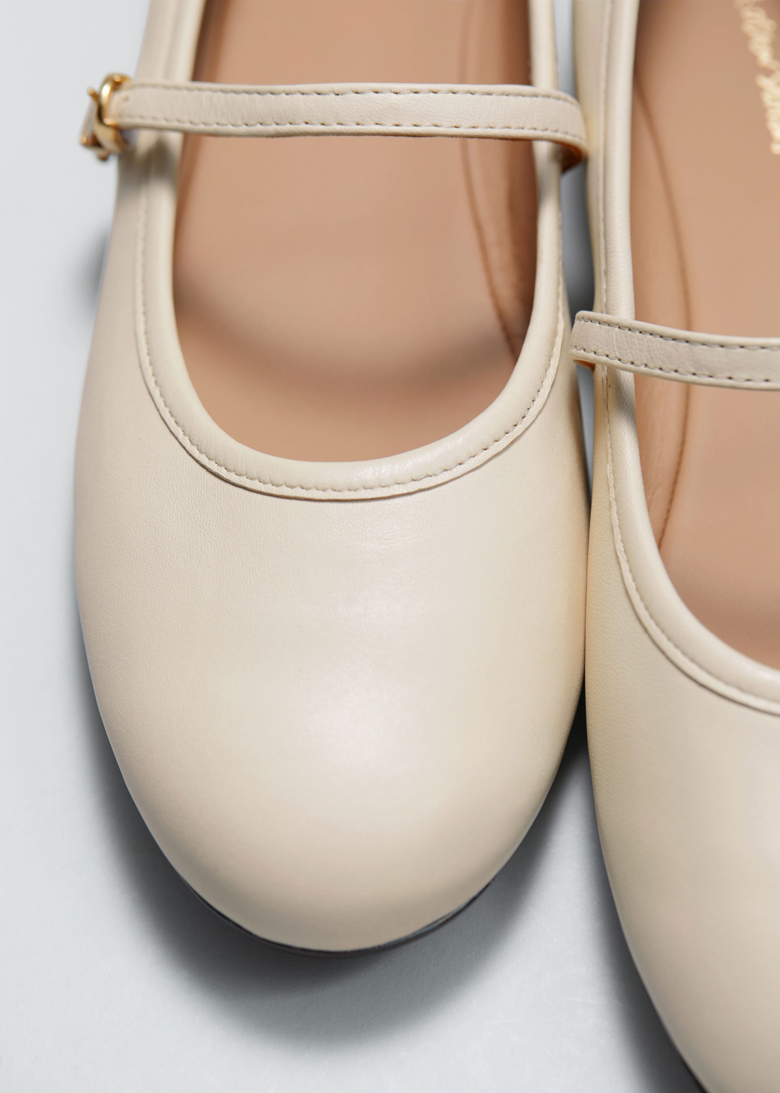 Image of Mary Jane Leather Ballerina Flats