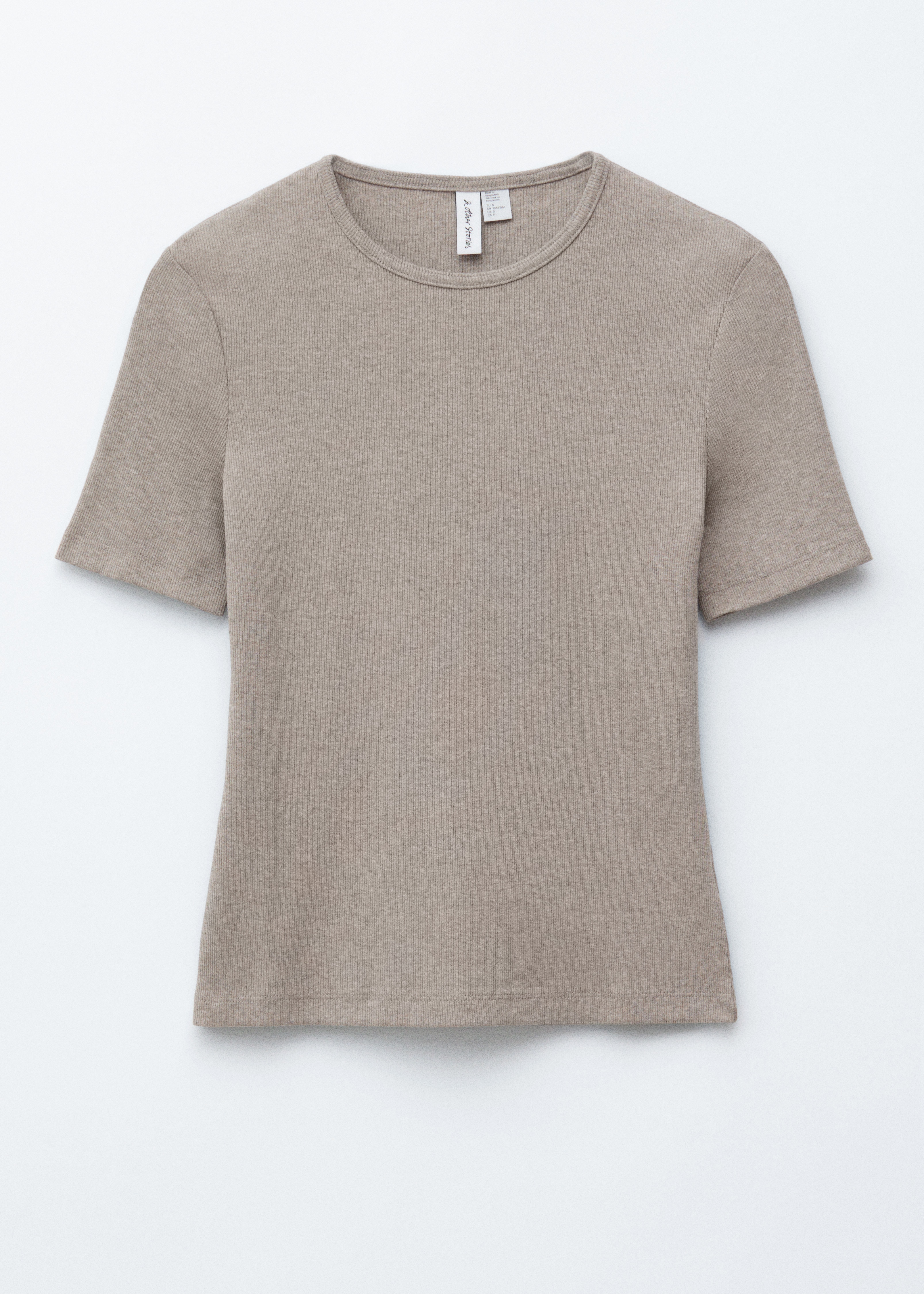Geripptes T-Shirt - Beige/Weiß