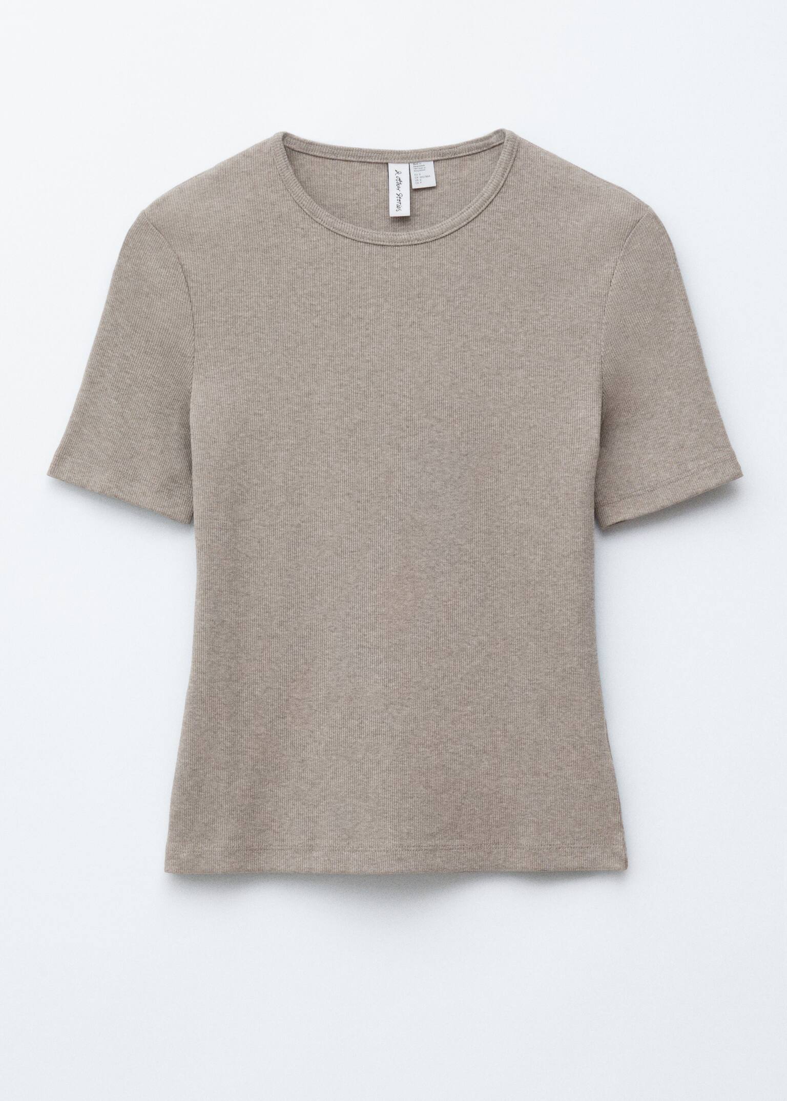 Geripptes T-Shirt - Beige/Weiß/Dunkelblau/Weiß gestreift - 2