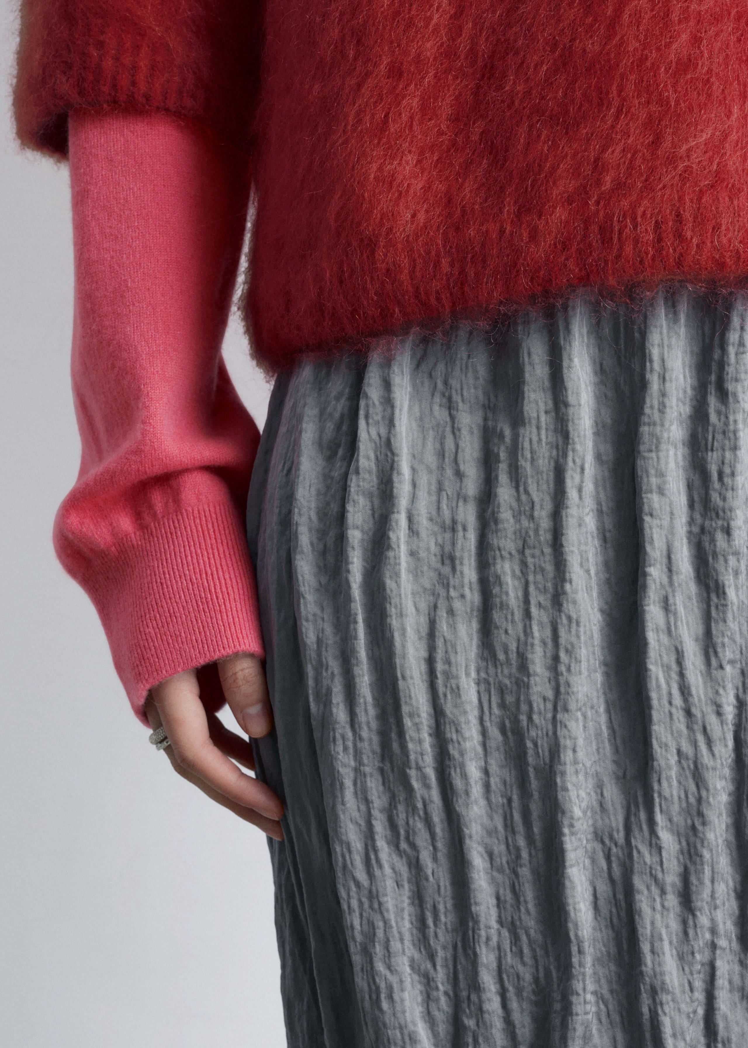 Image of Knee-Length Crêpe Skirt