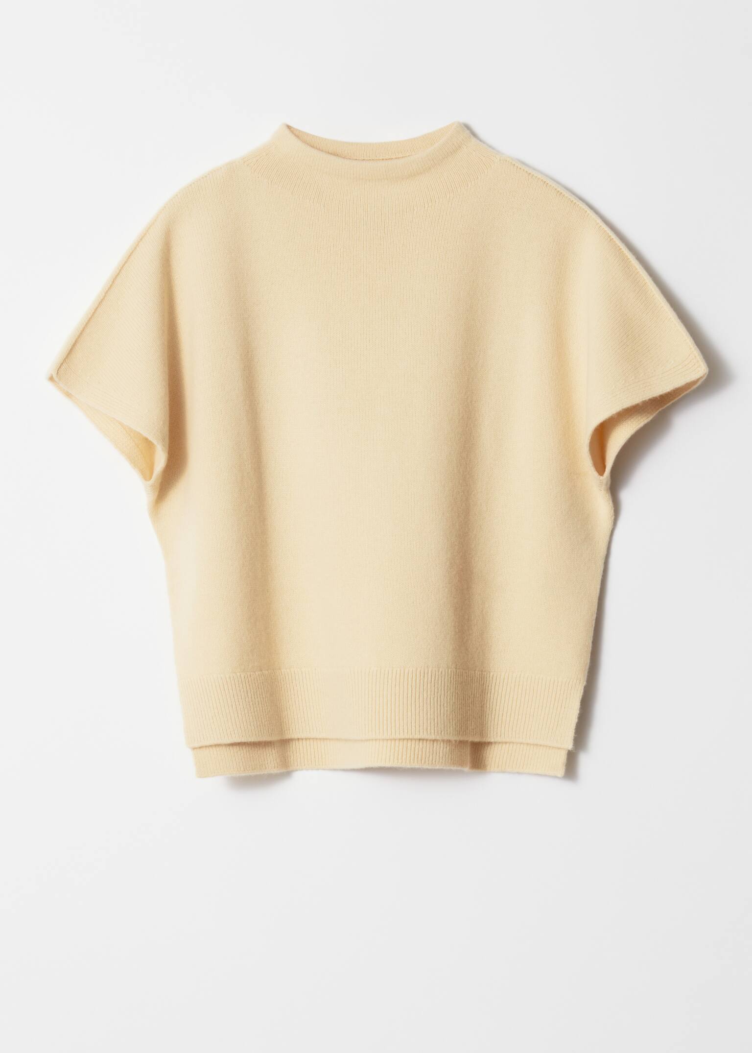 Top din lână tricotată - Galben/Gri deschis