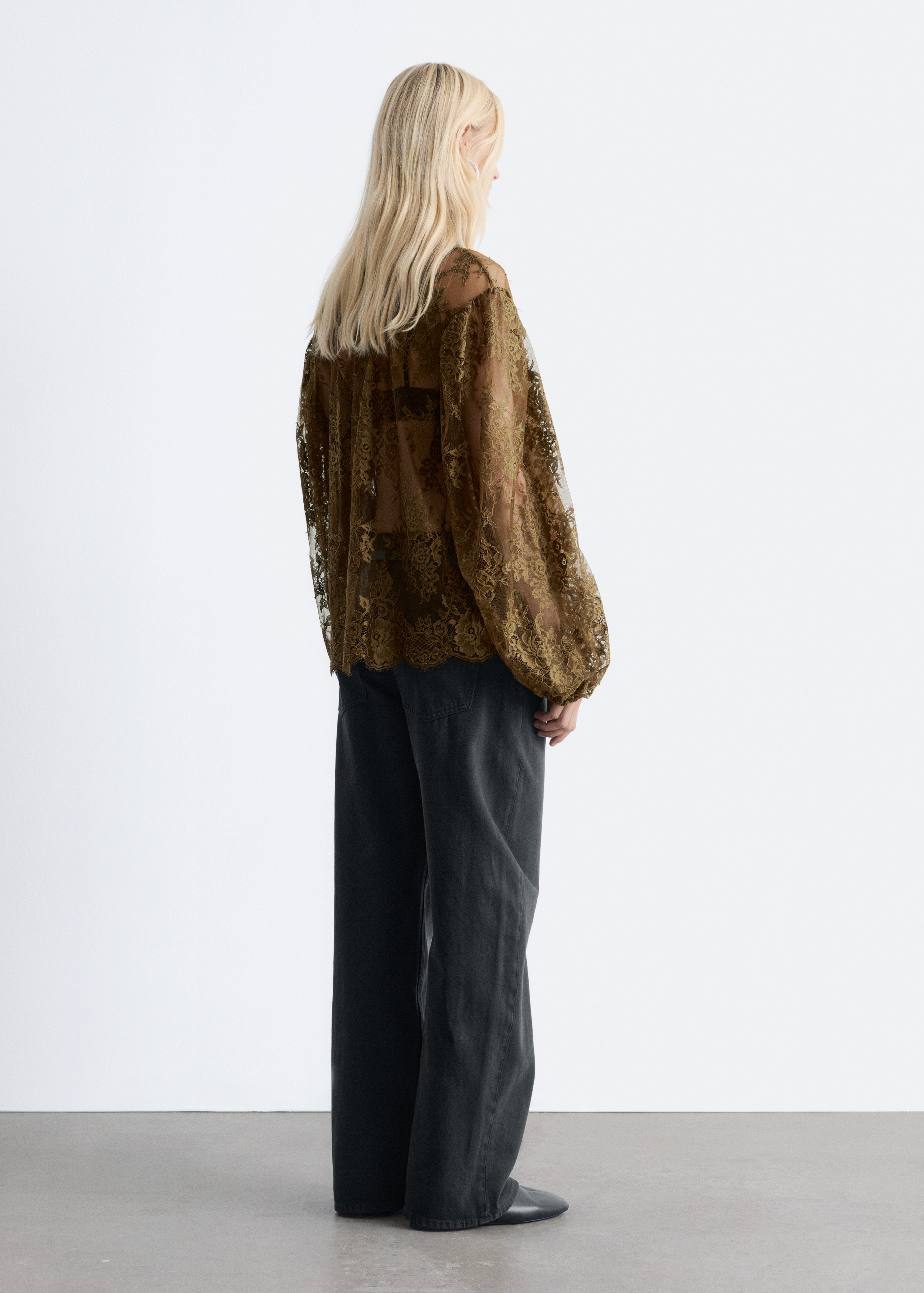 Lace Bow-Ribbon Blouse - Khaki Green - & Other Stories US