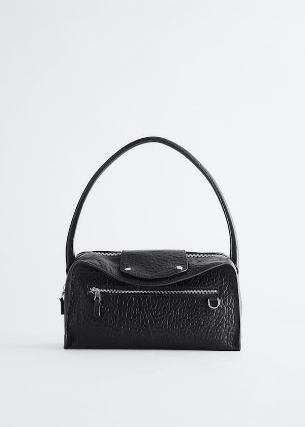 Borsa curva in pelle - Nero