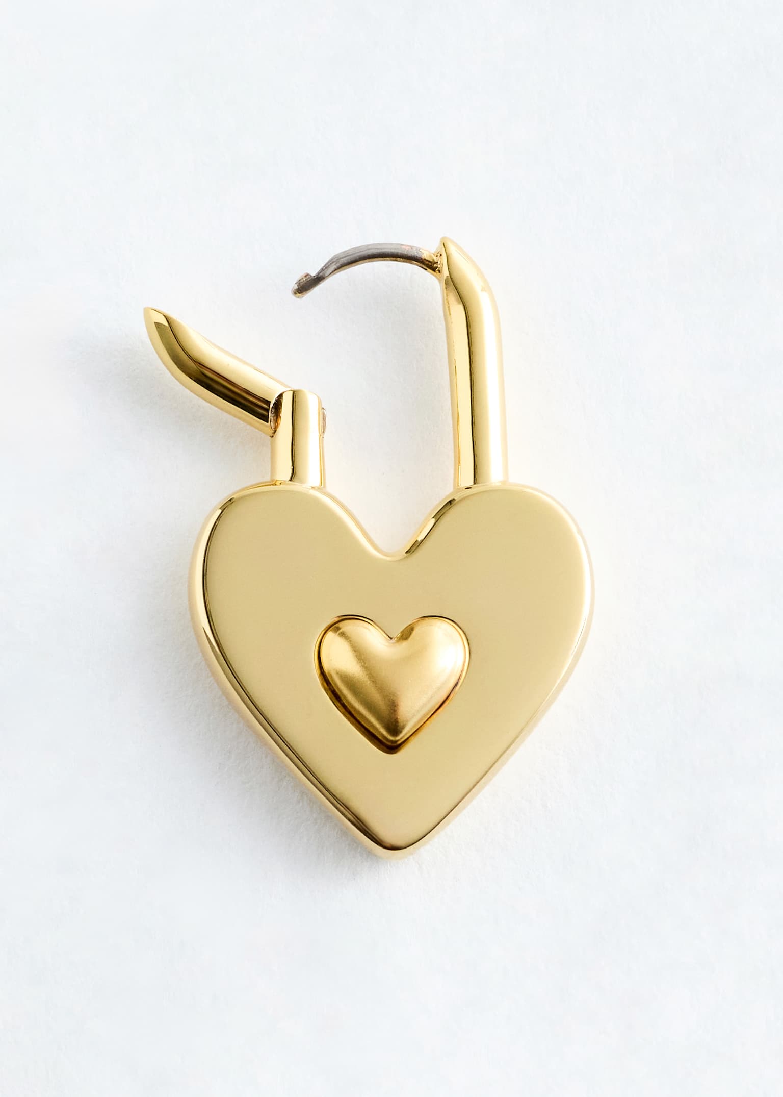 Heart-Shaped Hoop Earrings - Gold - 2
