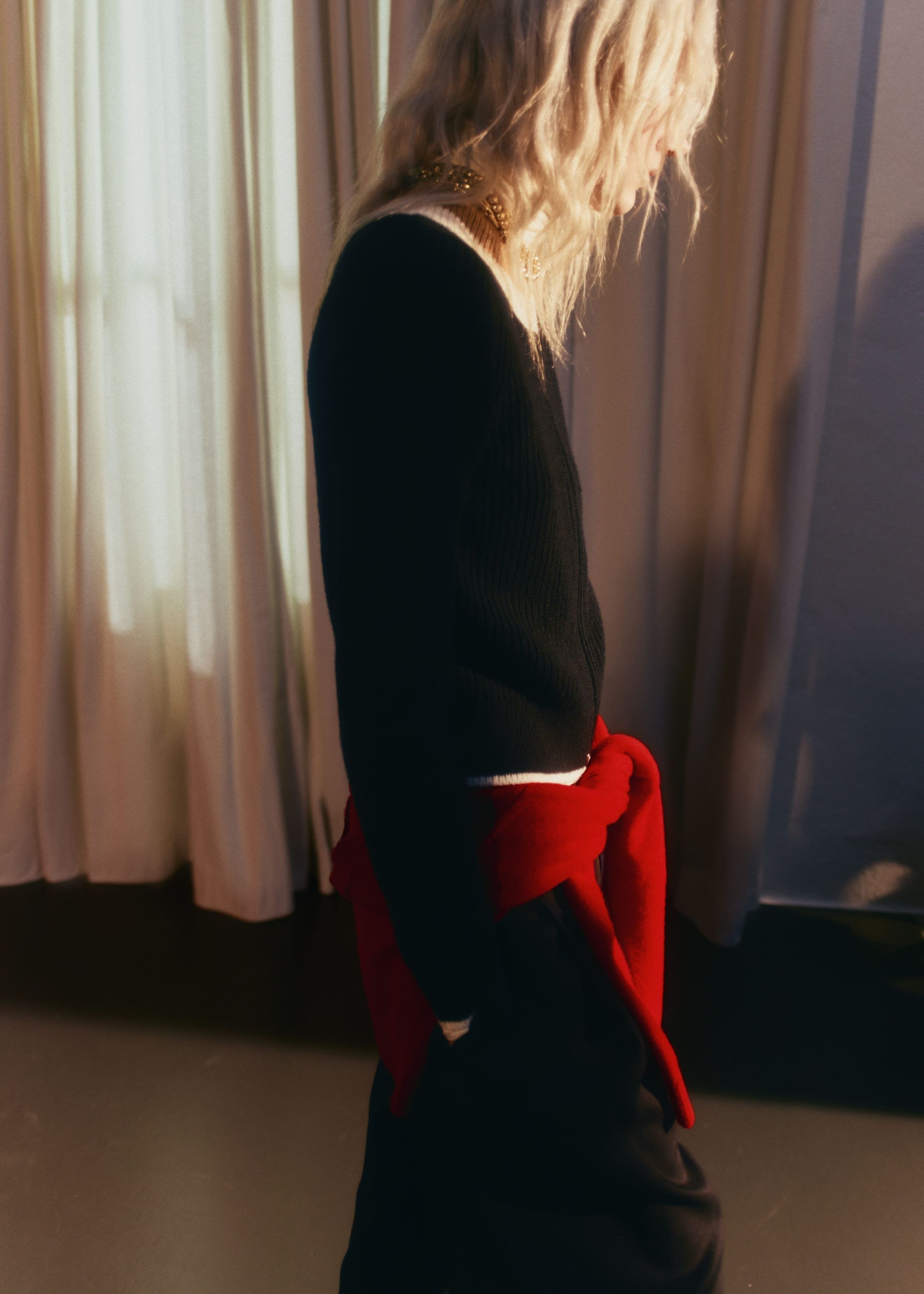 Image of Contrast Trim Zip Cardigan