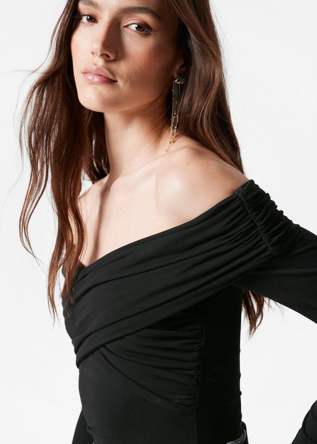 Ruched Off-Shoulder Top - Cream - Lookbook