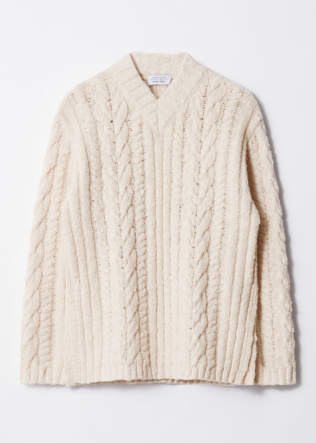 Image of Cable-Knit V-Neck Jumper