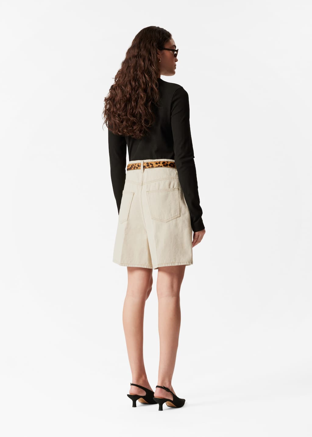 Image of Wide-Leg Denim Shorts