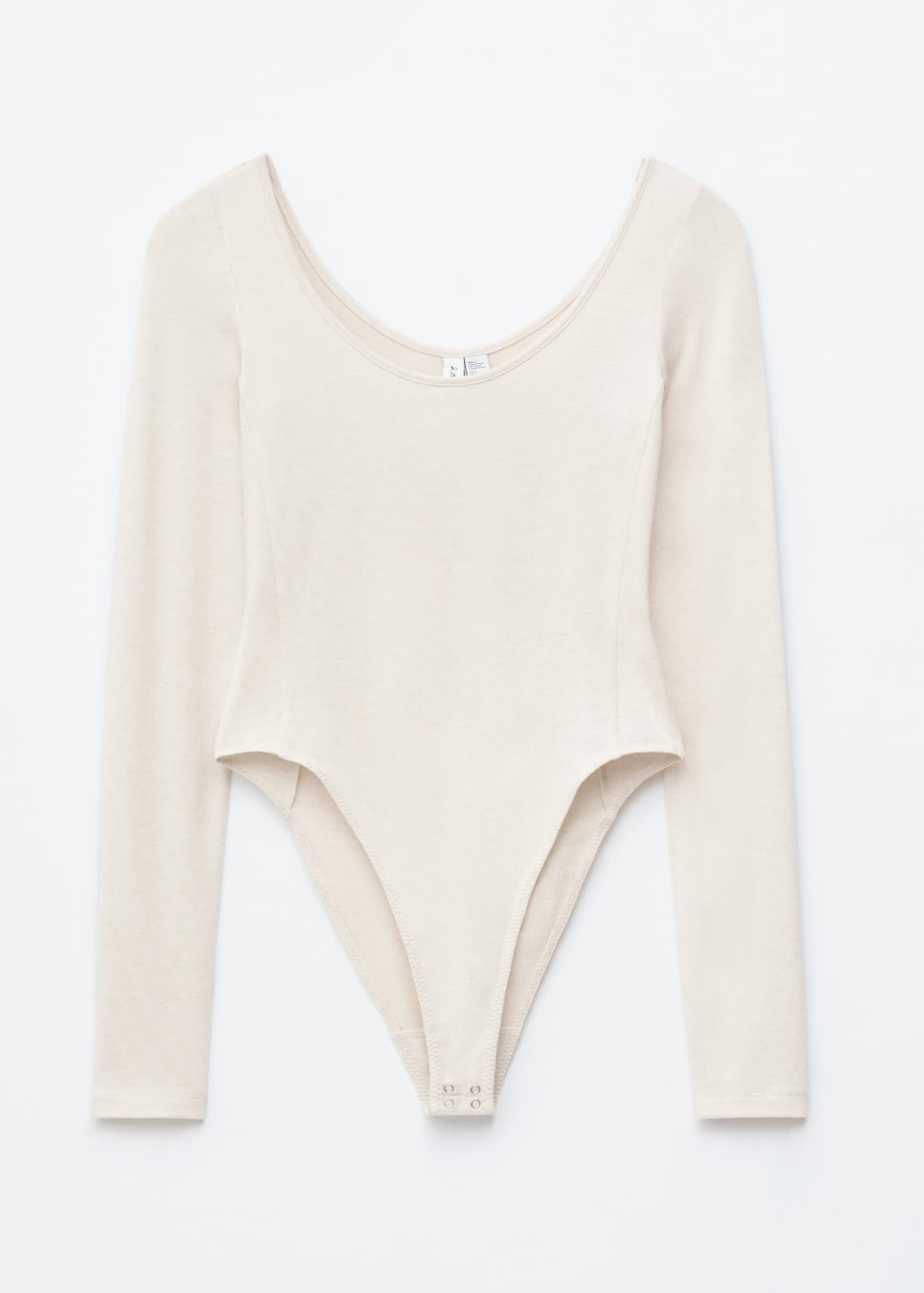 Scoop-Neck Bodysuit - שמנת - 2