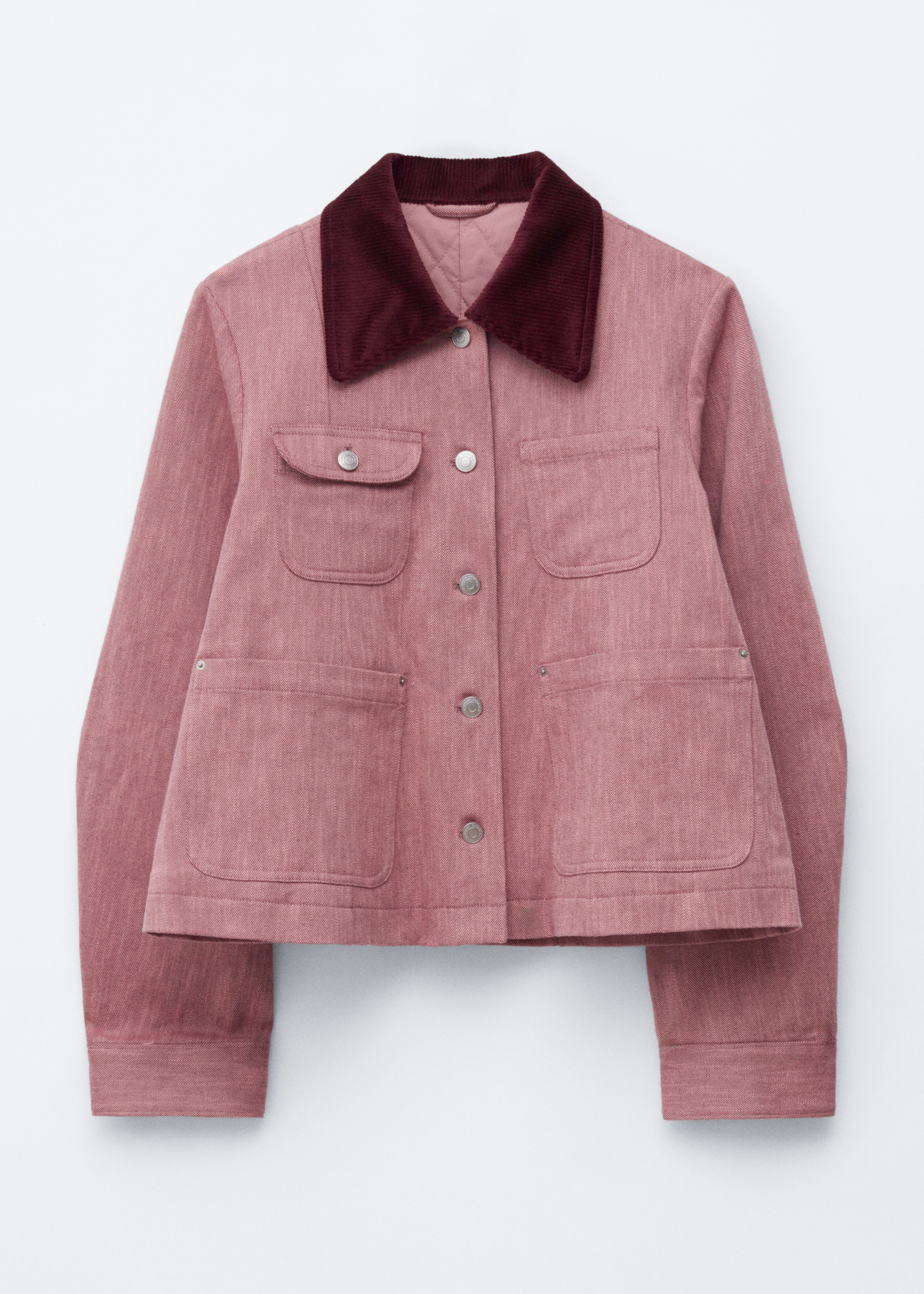 A-lijn jack met contrastkraag - Oudroze