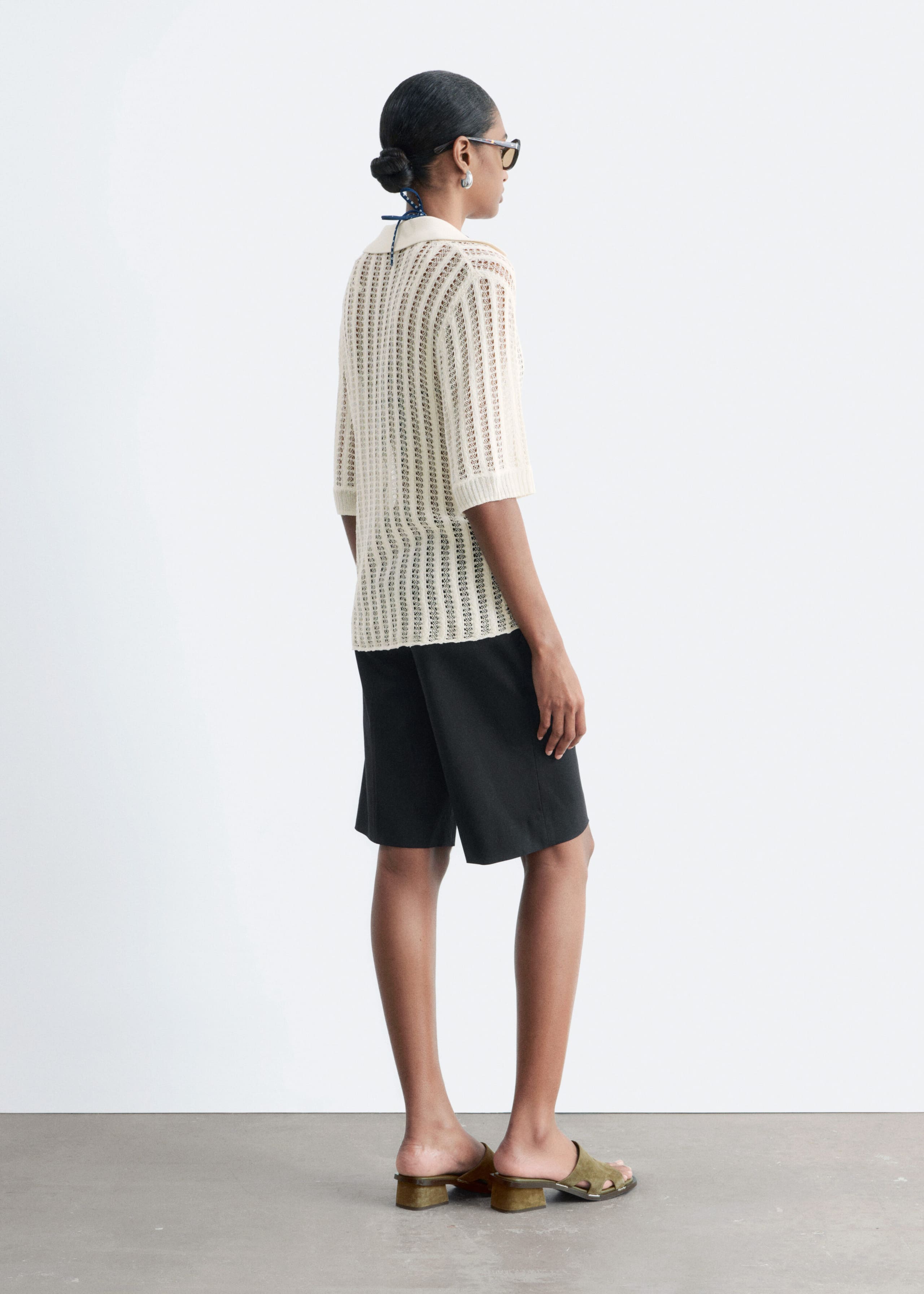 Open-Knit Polo Top - Yellow - Lookbook