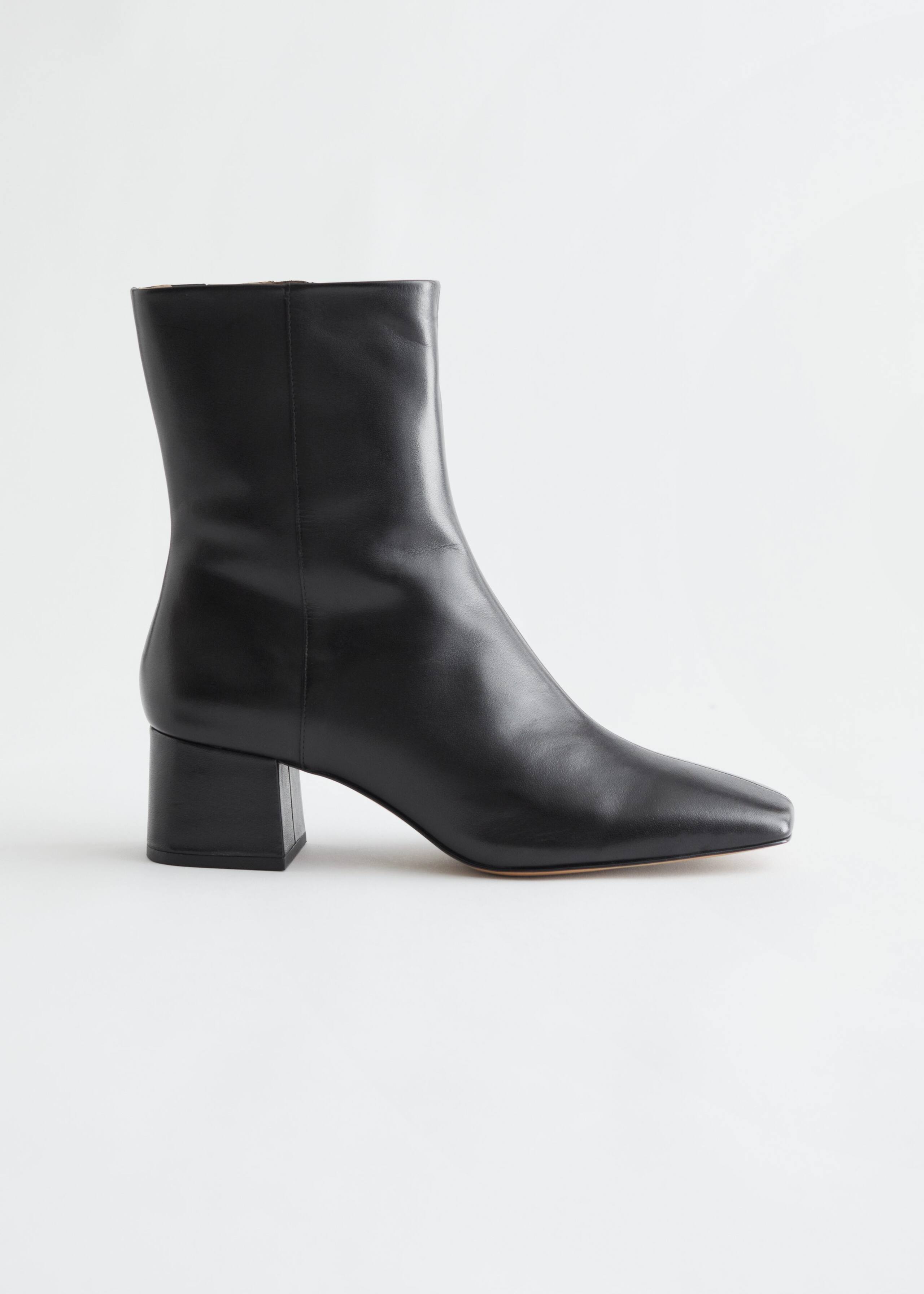 Block Heel Leather Boots - Leather - Natura morta