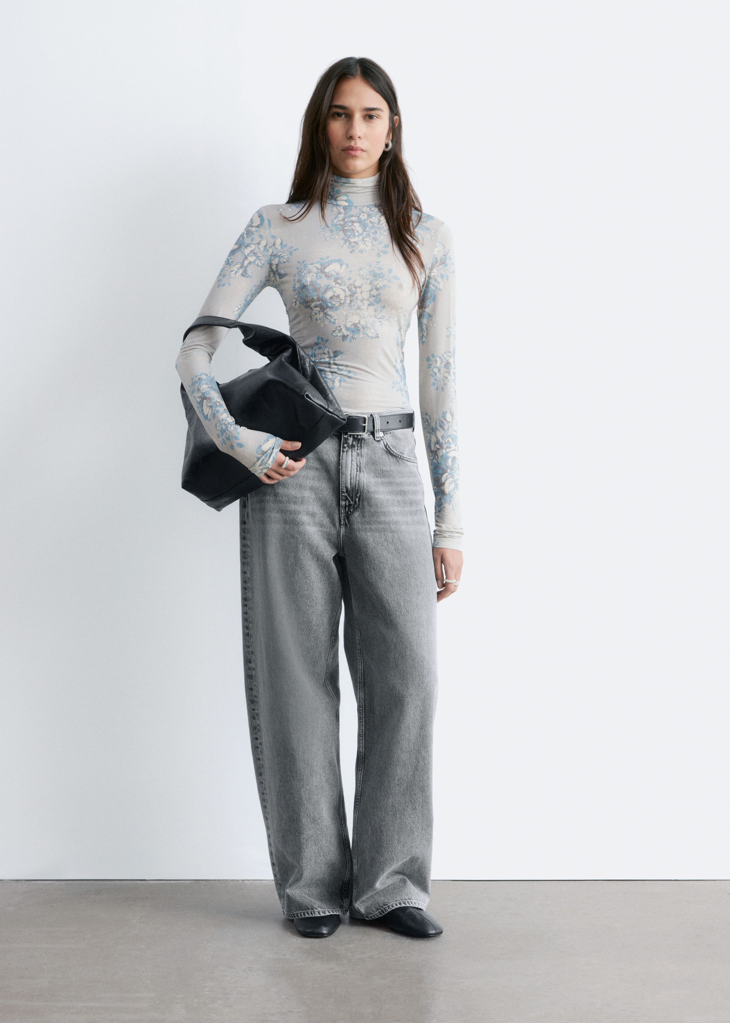 Image of Oberteil mit Rollkragen und Blumenmuster