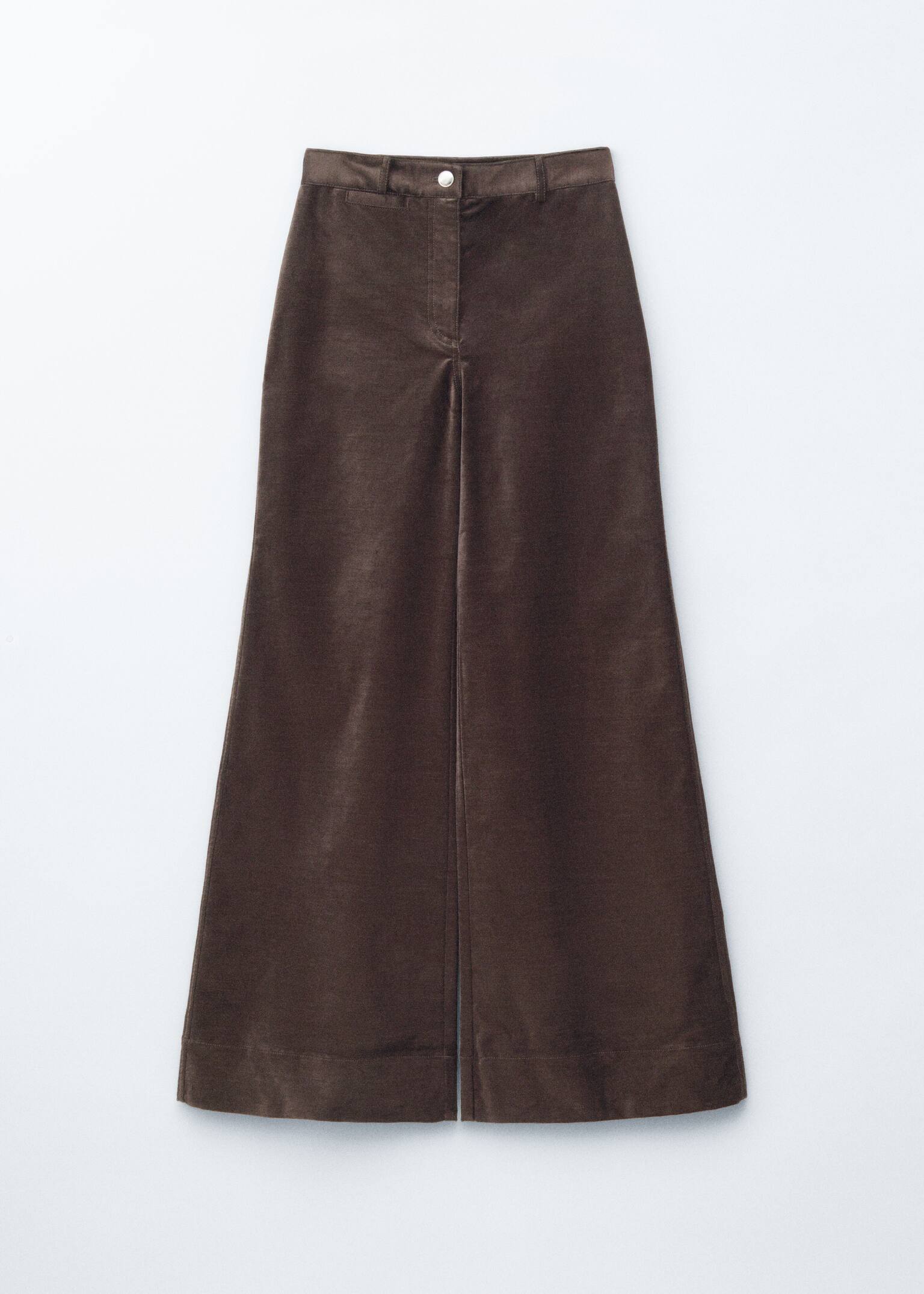 Pantalones de terciopelo acampanados - Marrón oscuro/Negro