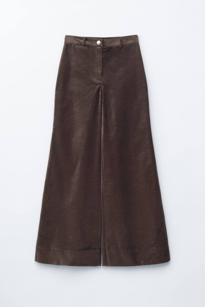 Flared Velvet Trousers - Dark Brown/Black - 1