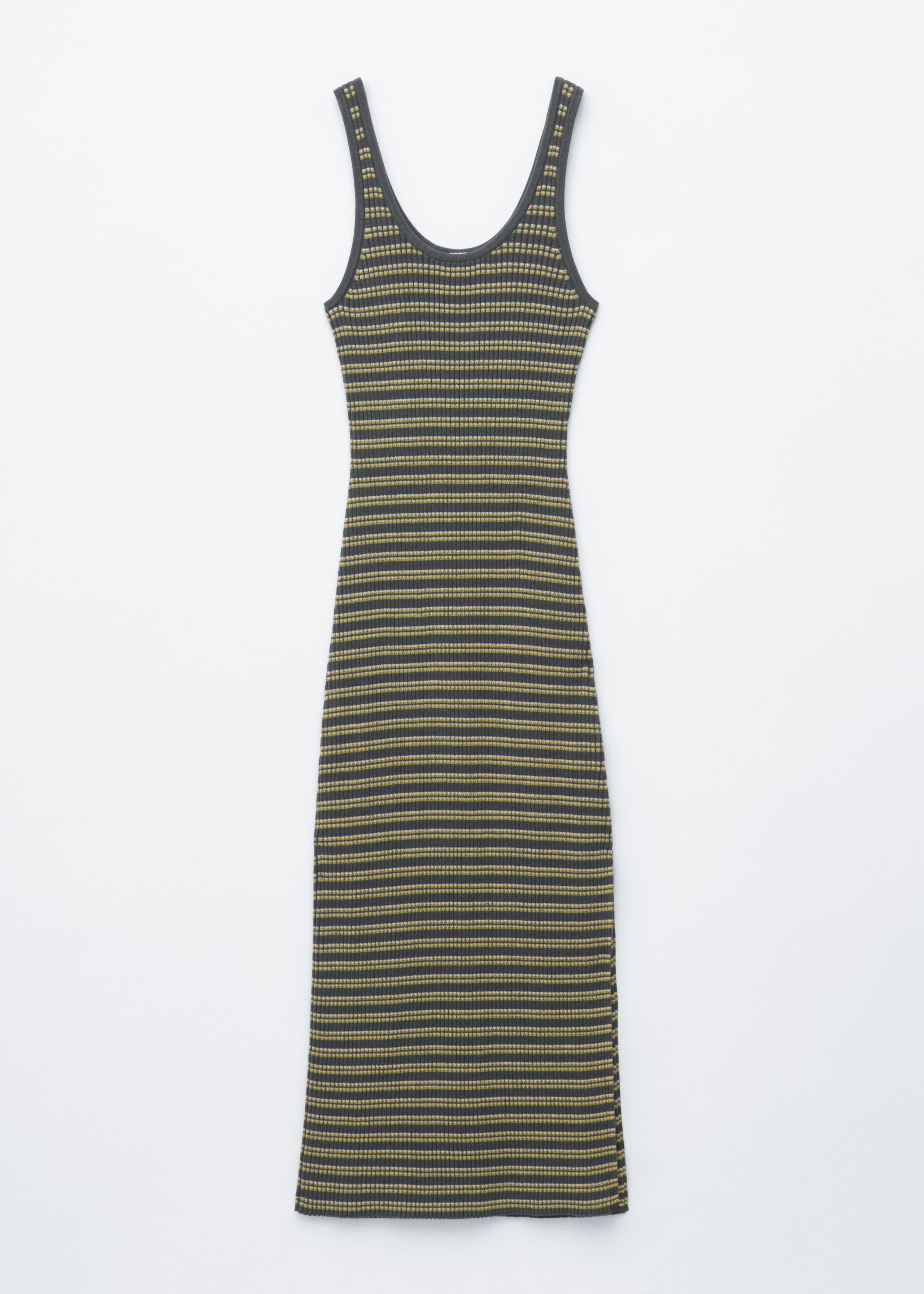 Image of Striped Rib-Knit Midi Dress