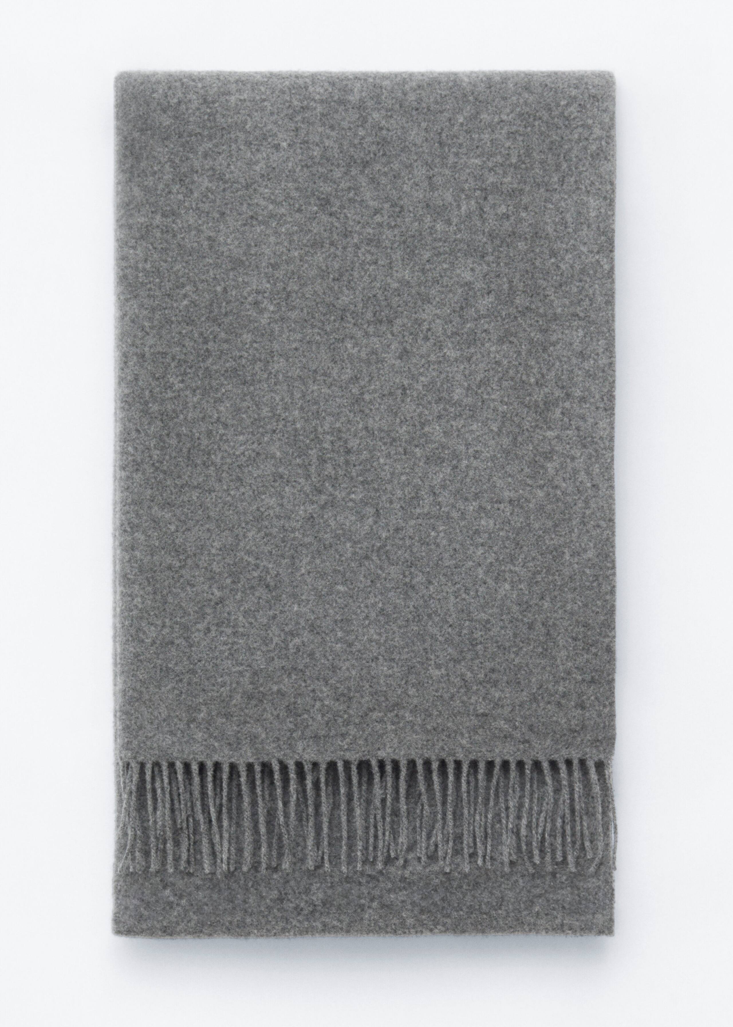 Fringed Wool Blanket Scarf - Grey - Still Life