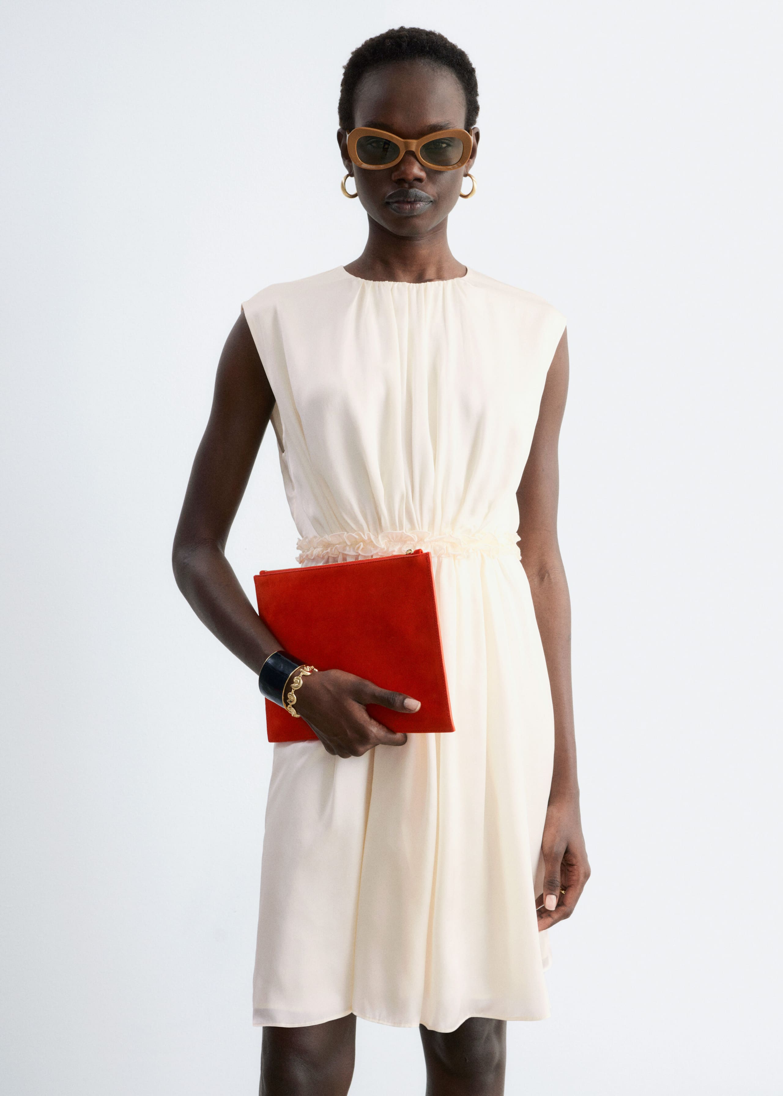 Image of Gathered Silk Mini Dress