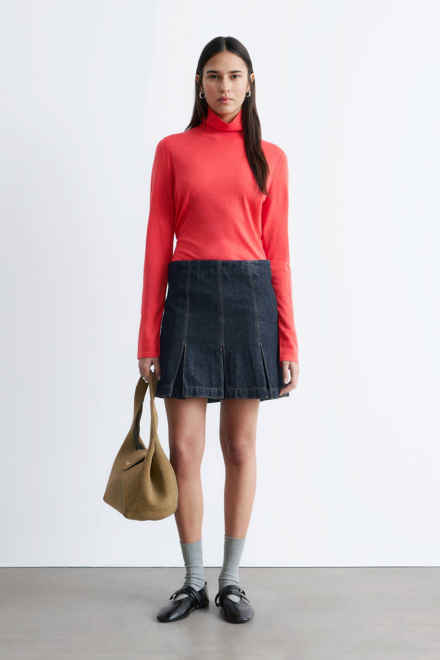 Maglia in stile polo in lana merino - Rosso - 5