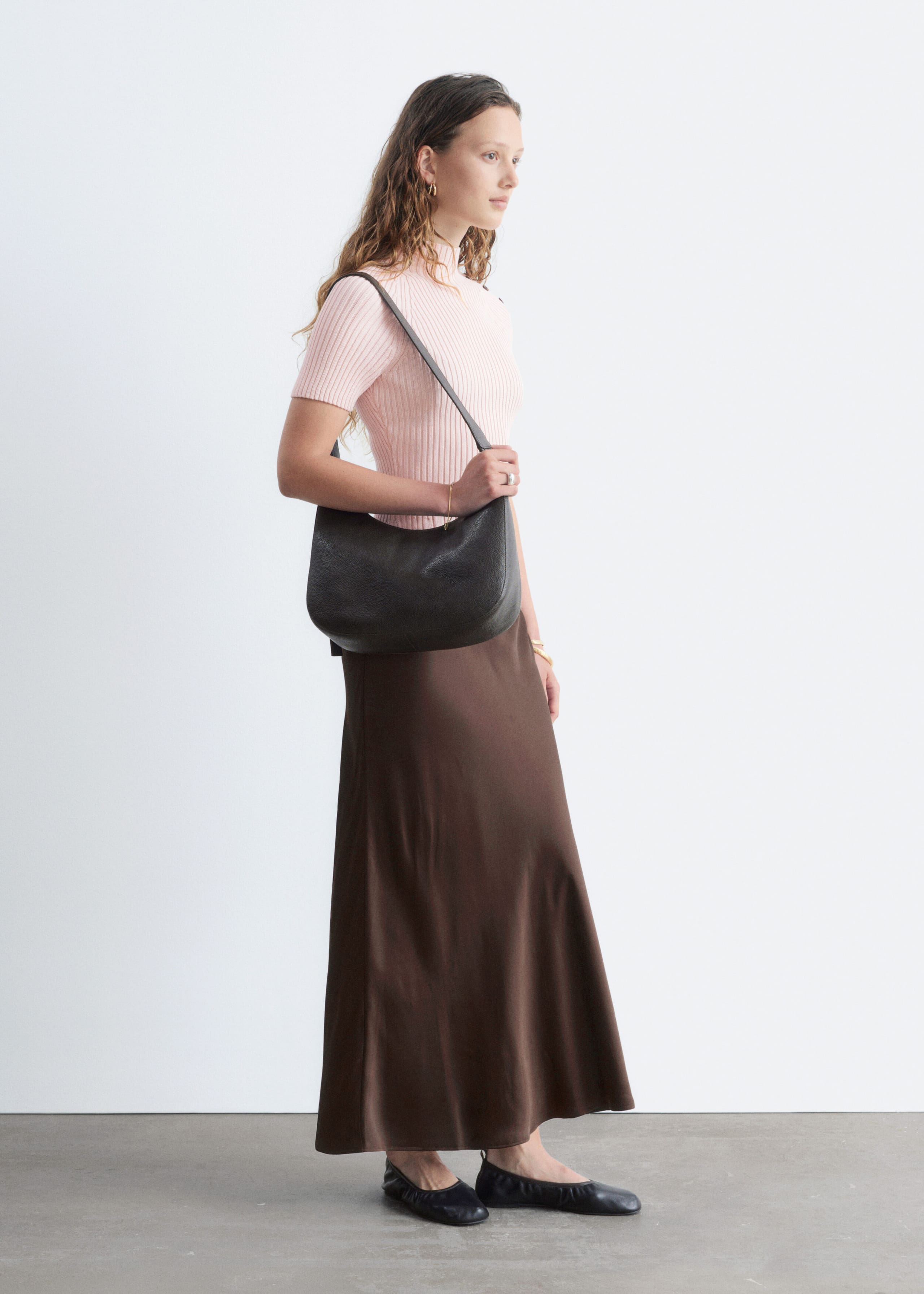 Mock-Neck Ribbed Top - Light Pink - Lookbook
