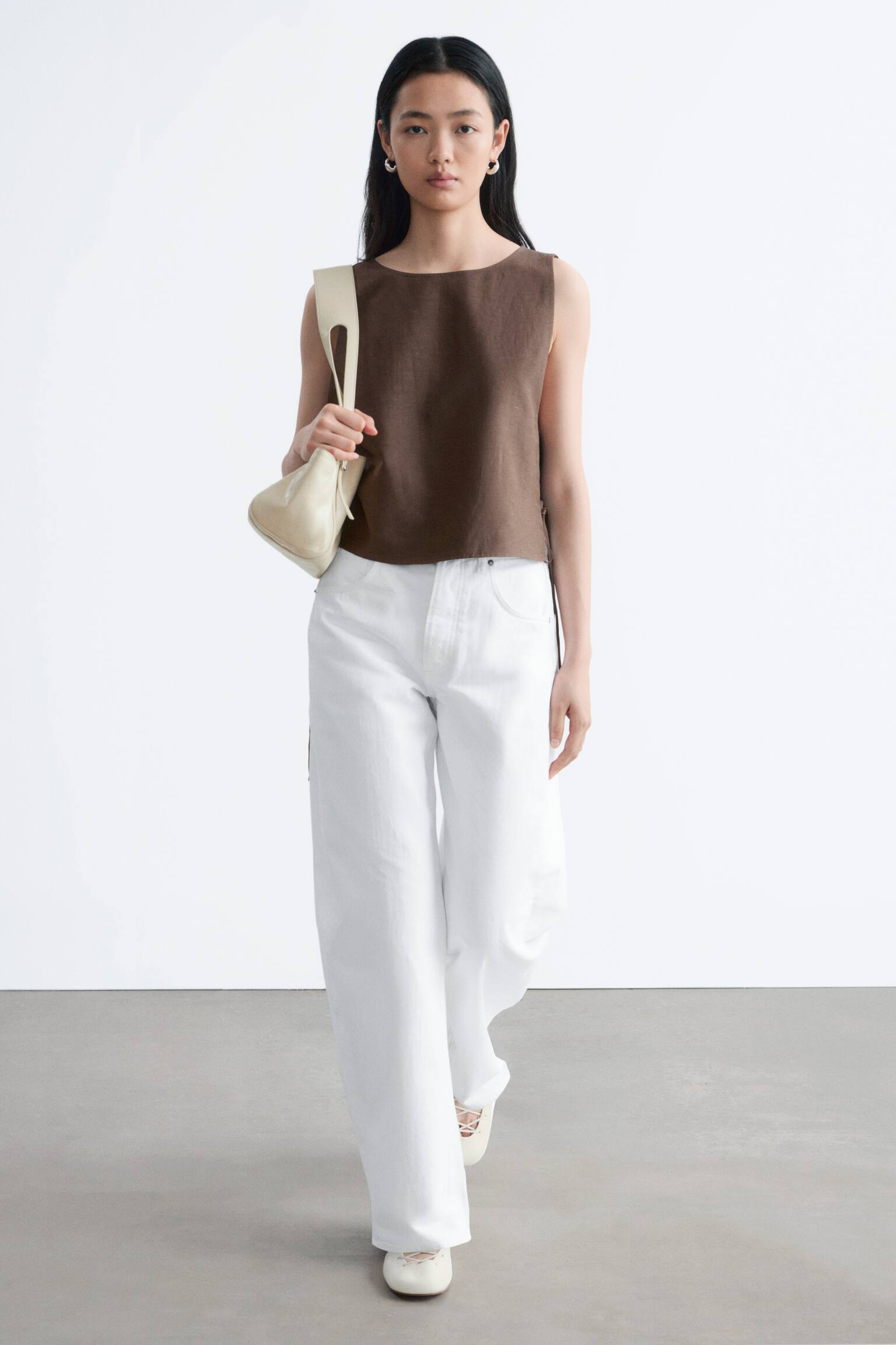 צווארון ביב ארוג - חום כהה/שחור - 4