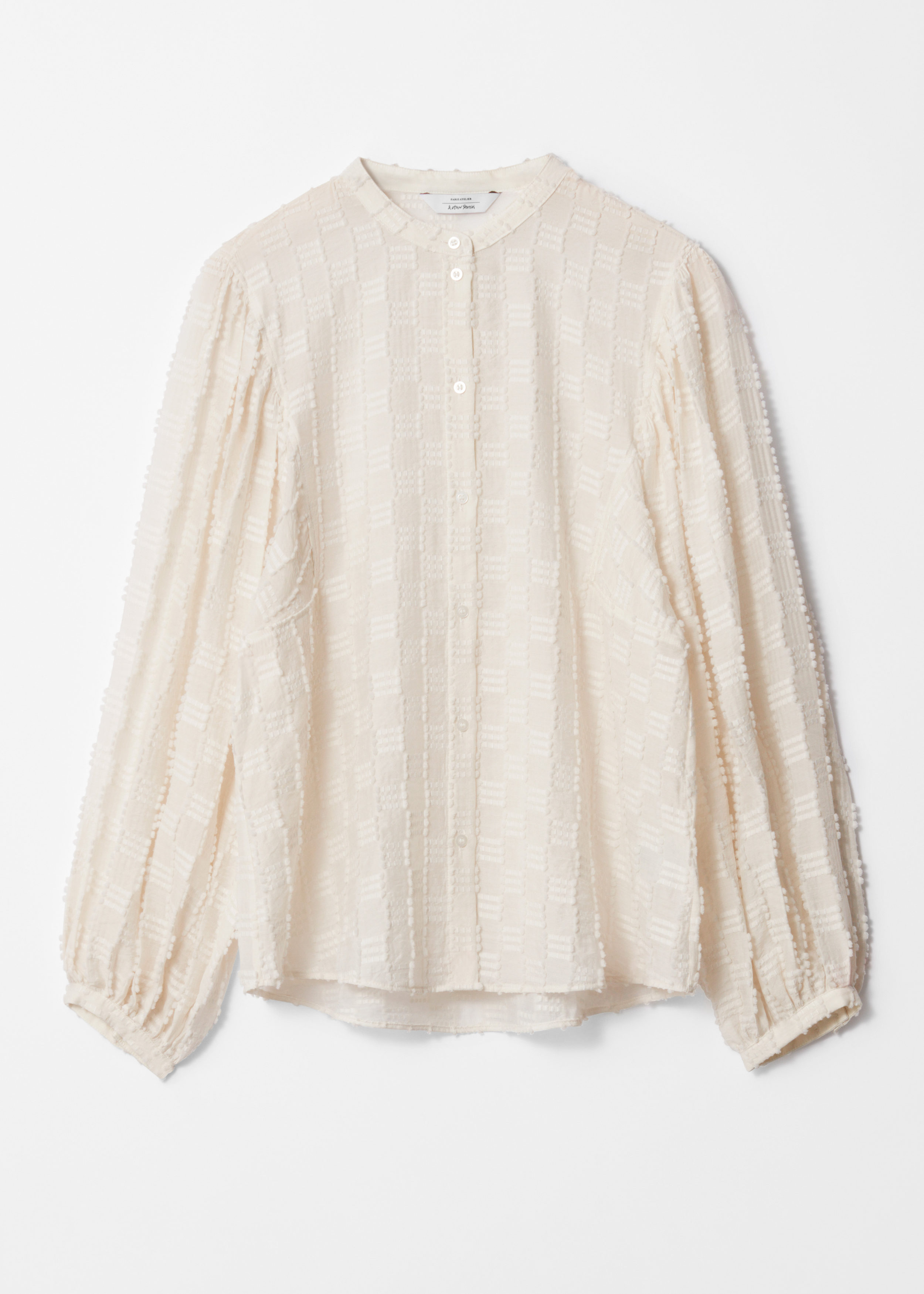 Textured Voluminous Sleeve Blouse