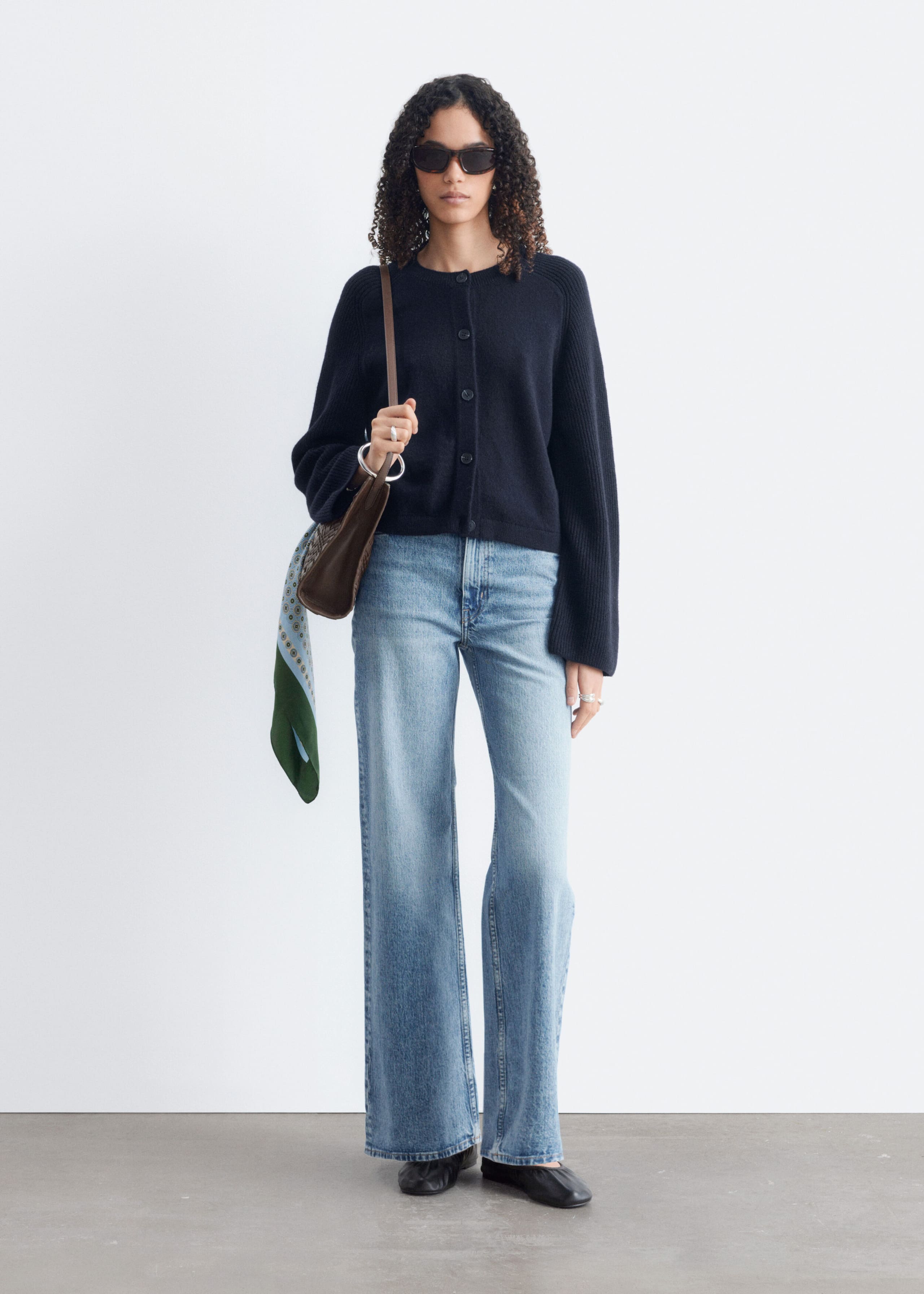 Relaxed Wool-Cotton Cardigan - Dark Blue - Lookbook