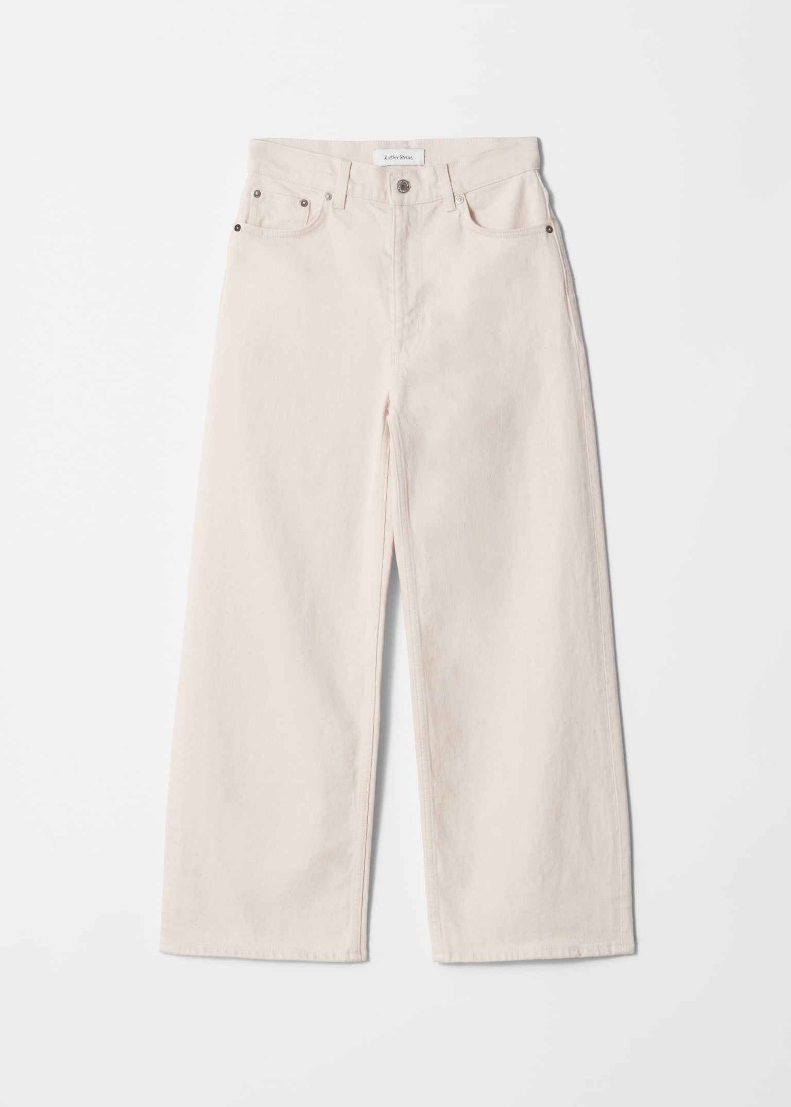 Cropped Wide-Leg Jeans - White/Middenblauw/Lichtblauw/Zwart
