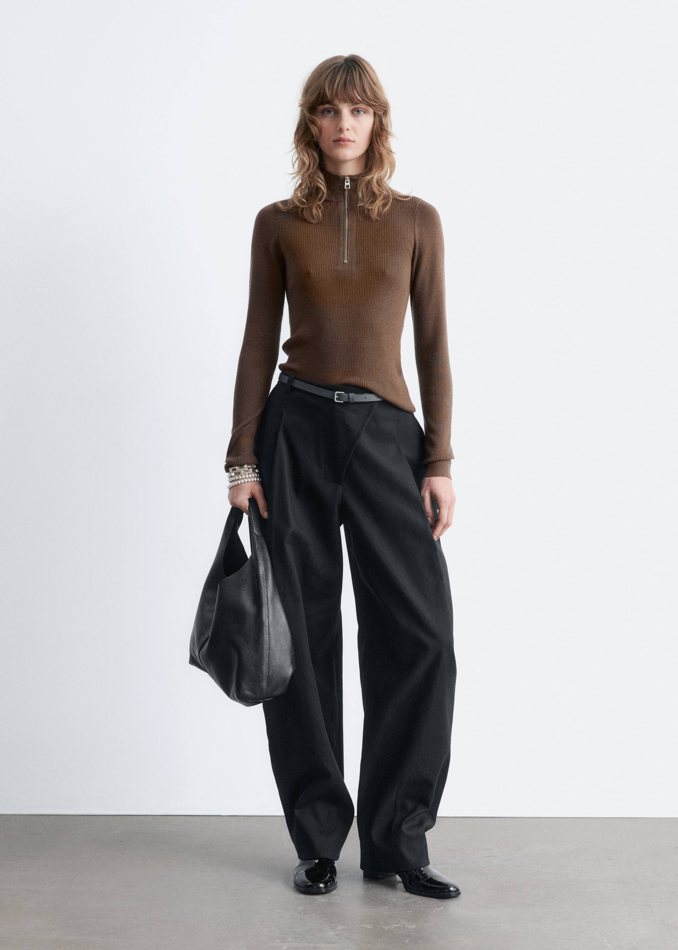 Grotere afbeelding bekijken: Wollen trui met halve rits - Brown - DAMES | H&M NL 2