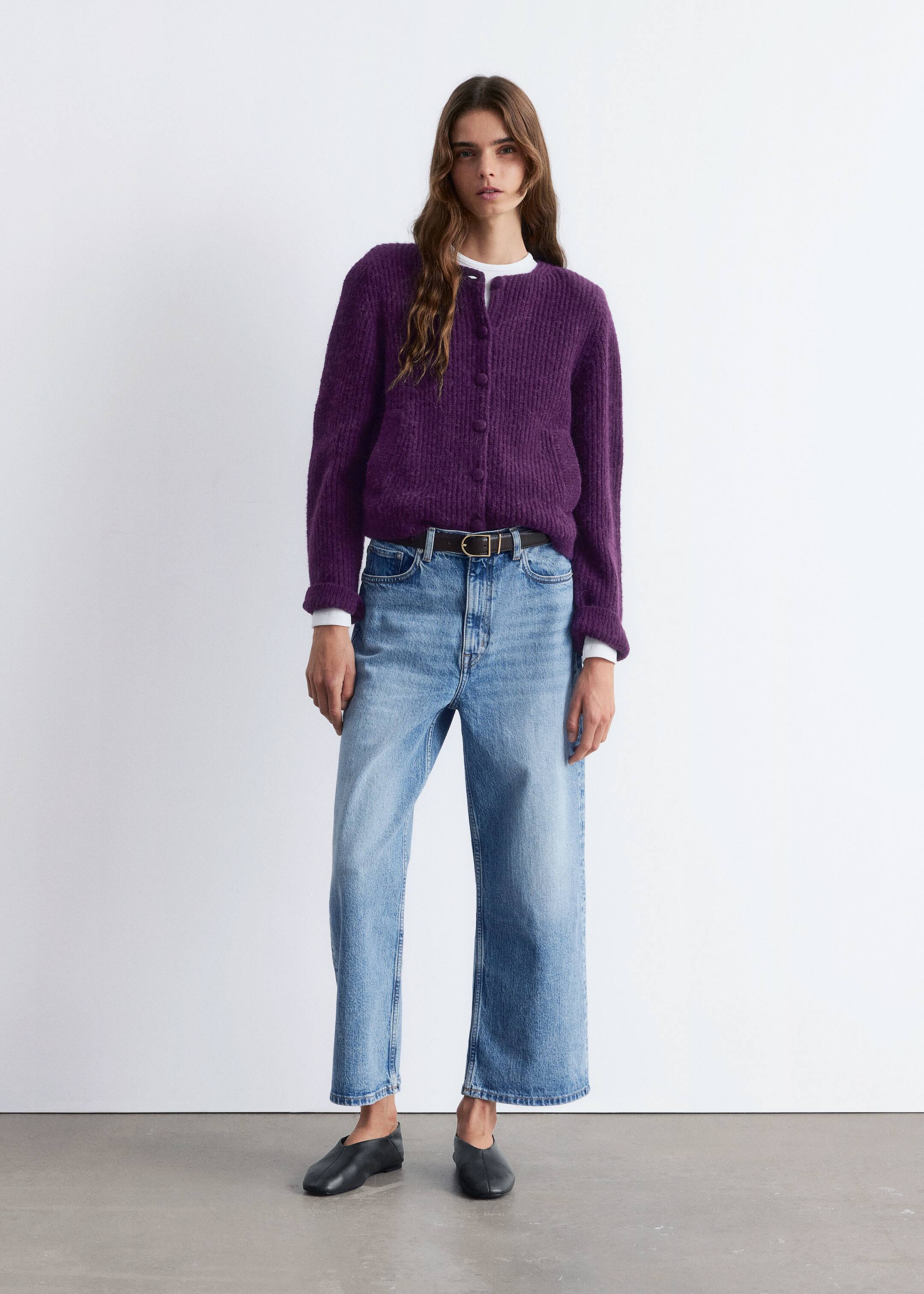Ver imagem maior: Cardigan de malha canelada - Roxo escuro - SENHORA | H&M PT 2