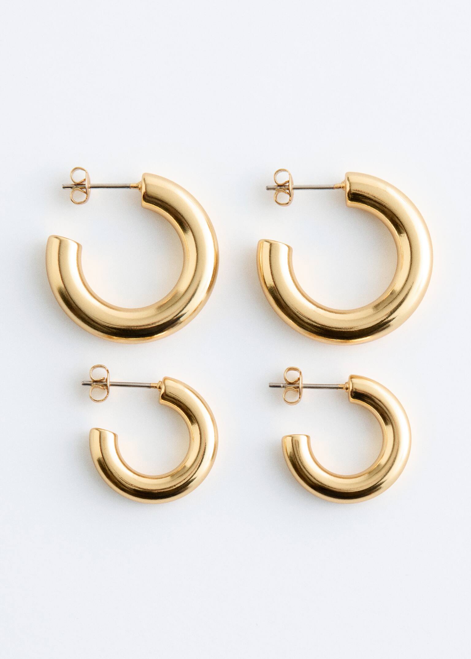 Chunky Hoop Earrings Set - Gold/Silver - 3