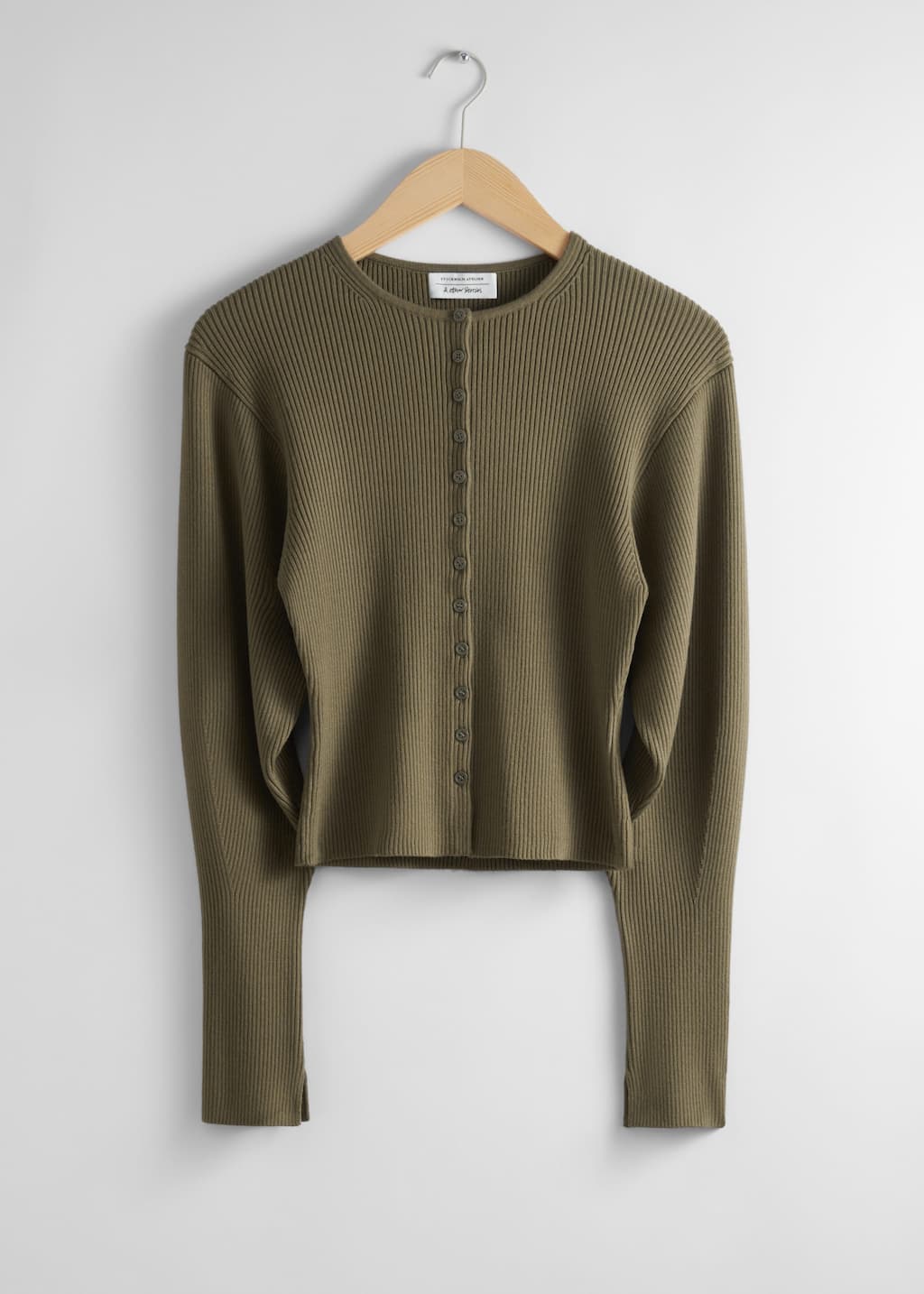 Fitted Rib-Knit Cardigan - Blue - Still Life