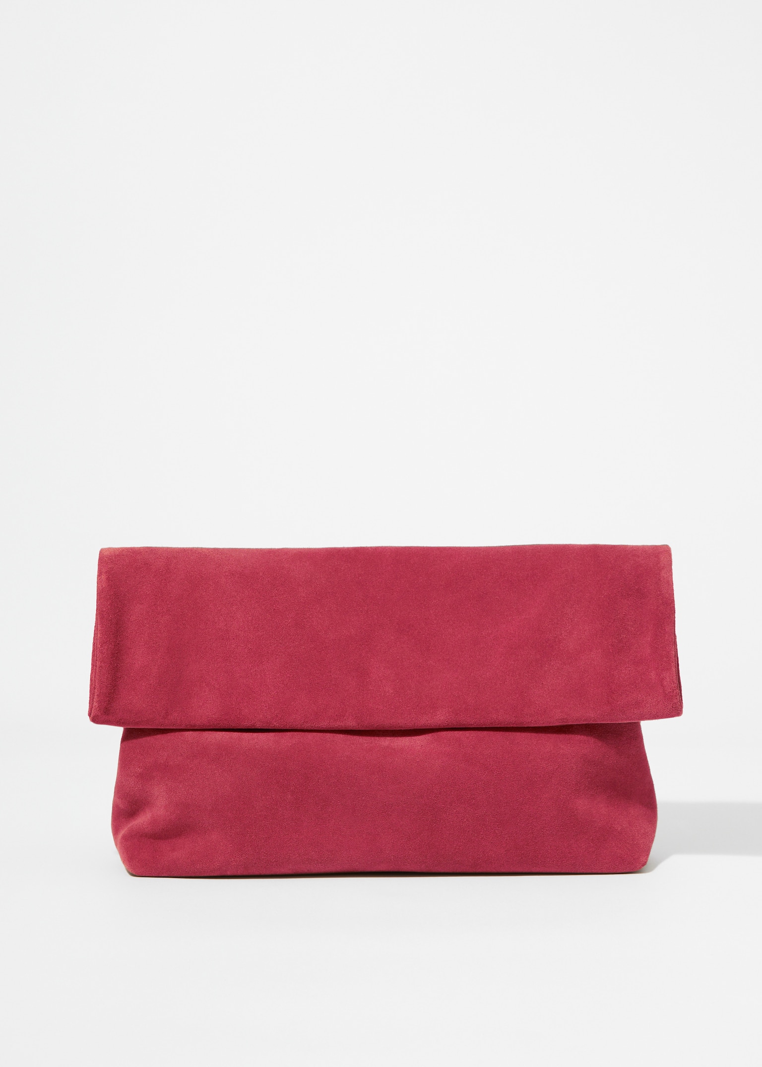 Clutch med nedvikt ovandel - Röd/Beige mocka/Vinröd