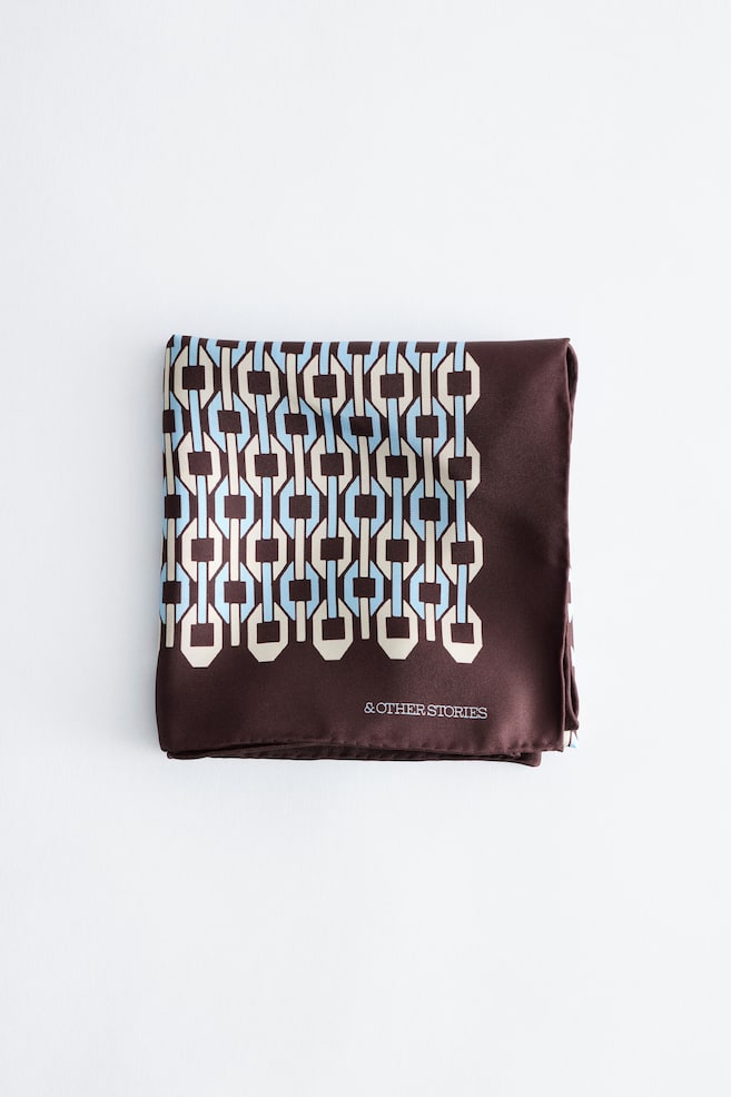 Printed Silk Scarf - Blue/Brown/Print/Azul/Estampado - 1