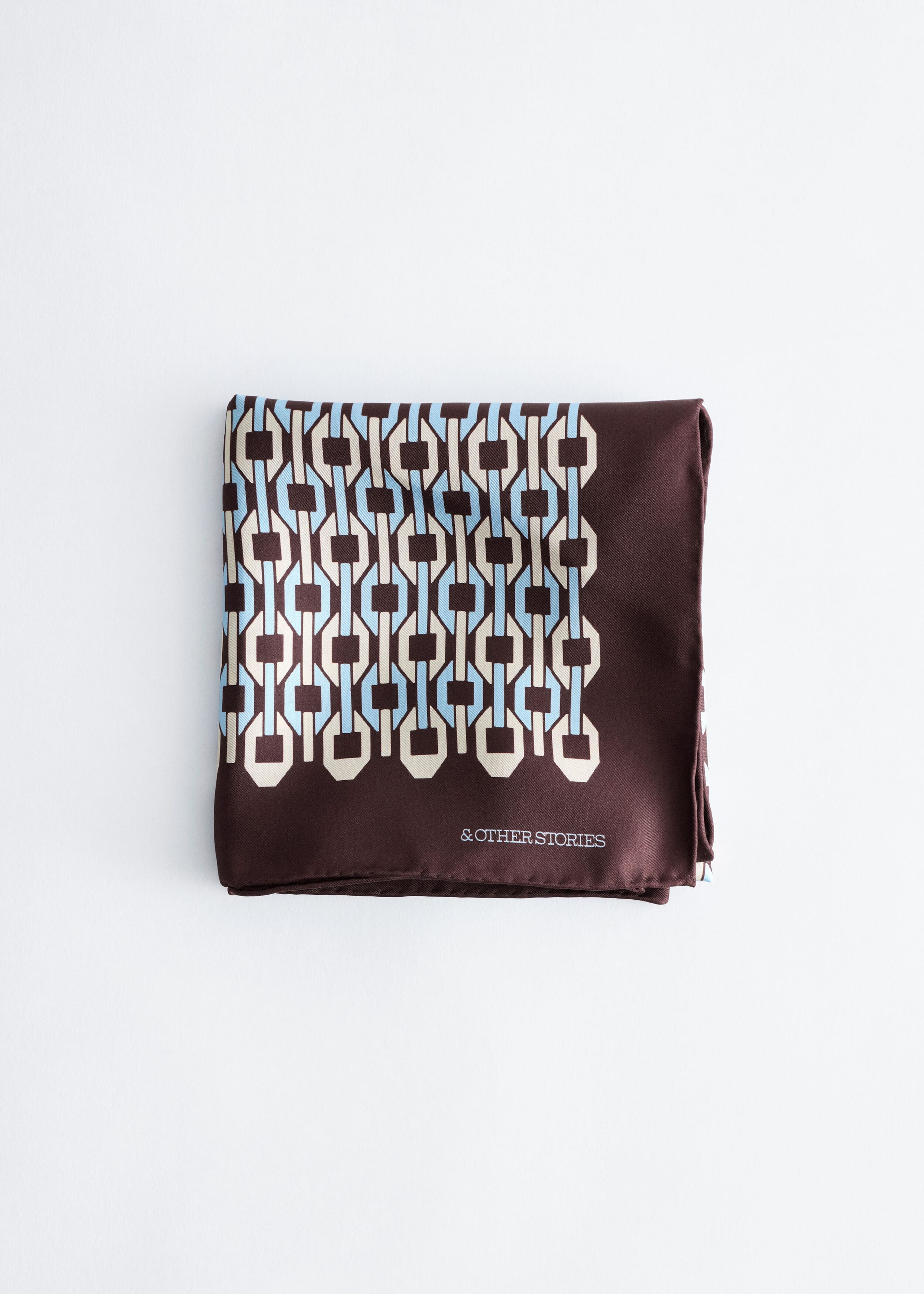 Printed Silk Scarf - Blue/Brown - Still Life