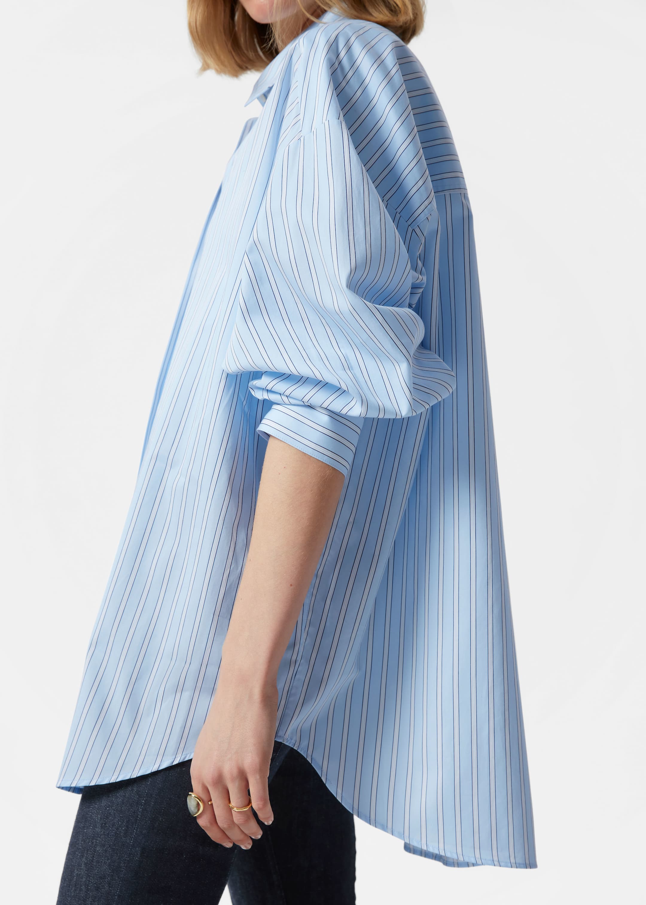 Ingrandisci l'immagine: Oversized Shirt - Light Blue Stripes - DONNA | H&M CH 3