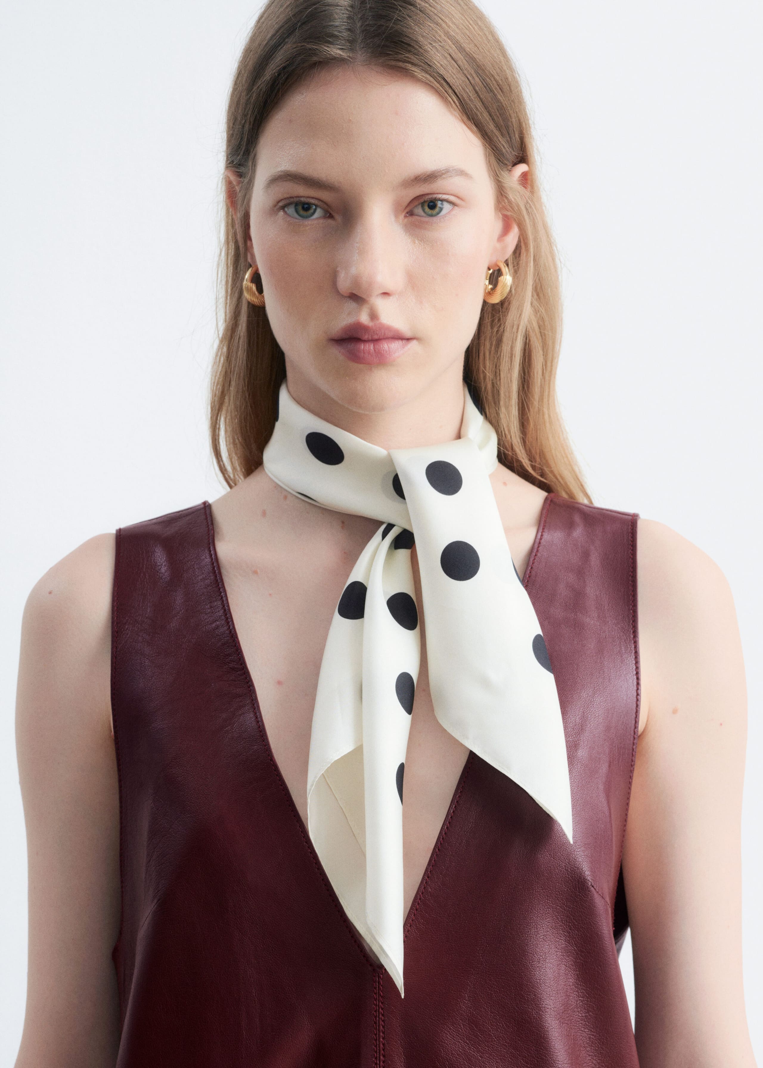 Raw-Edge Leather Dress - Dark Red - Lookbook