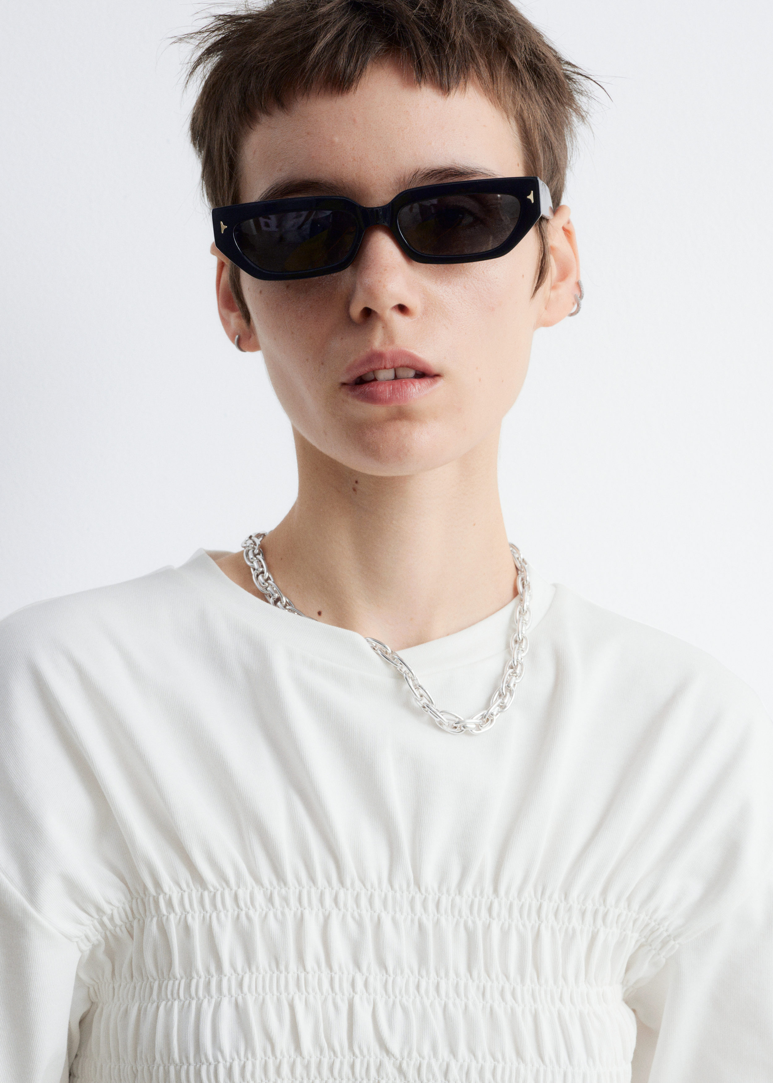 Smocked Crewneck Top