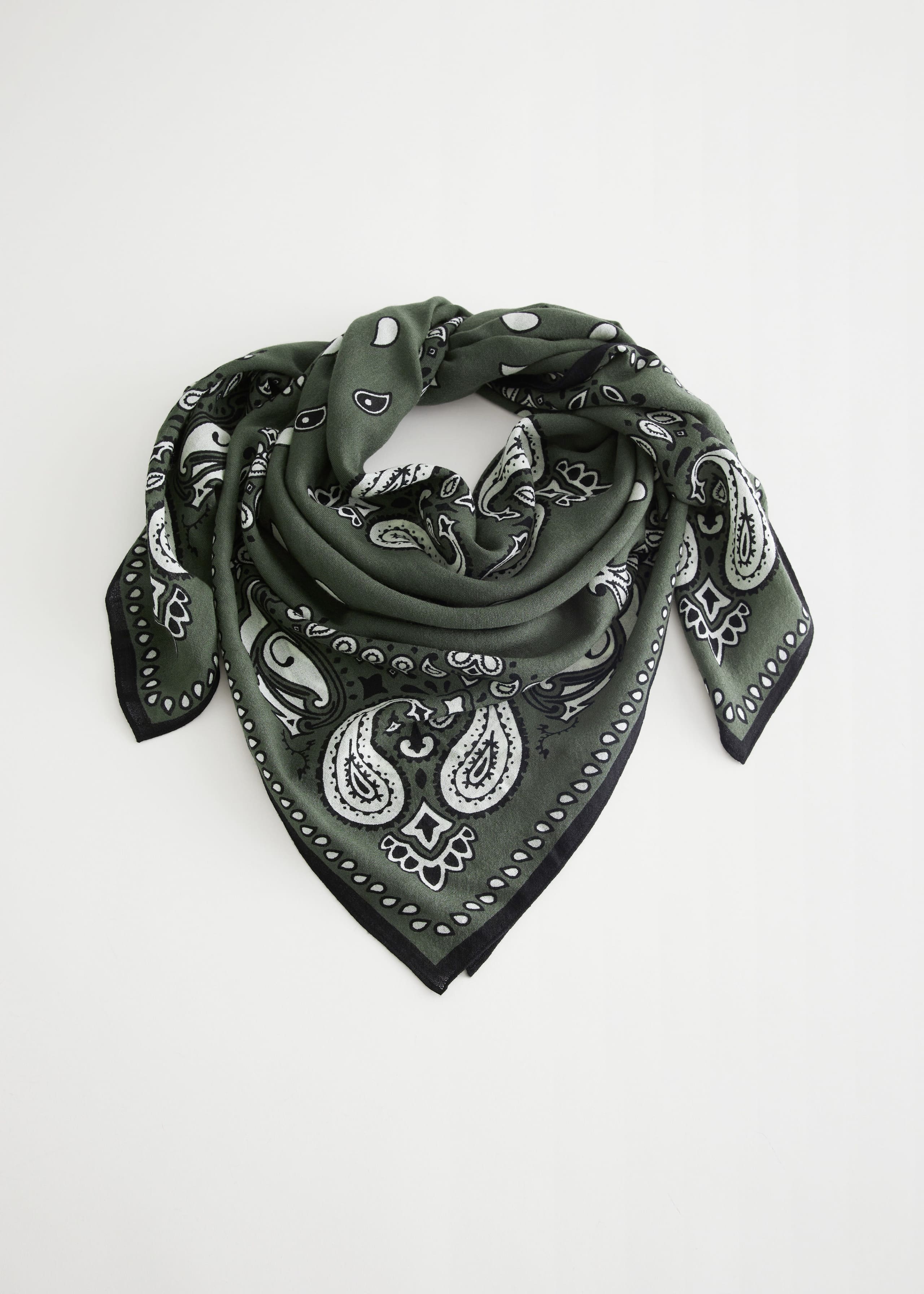 Square Paisley Scarf - Forest Green - Still Life