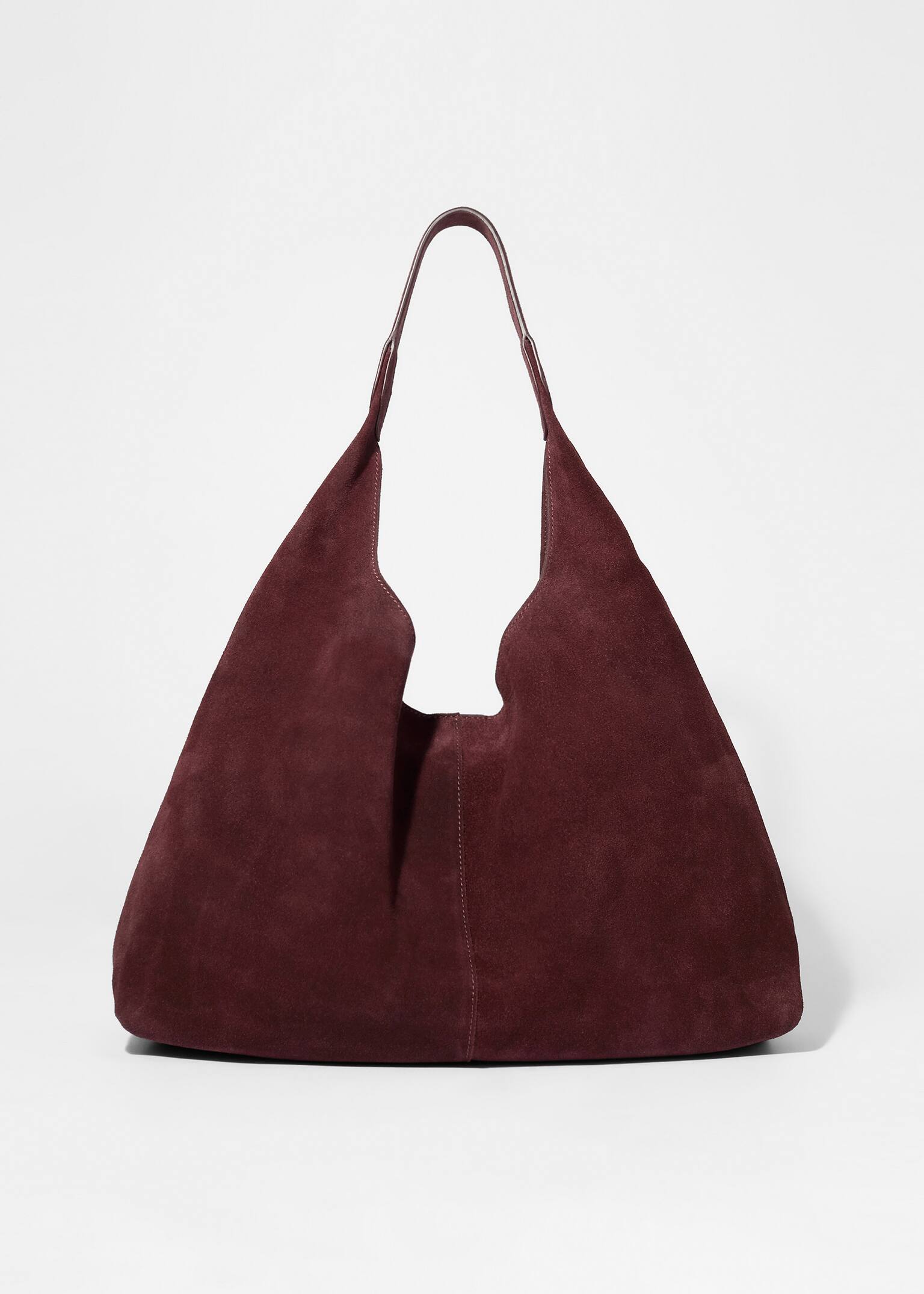 Mala tote grande em camurça - Camurça cor de vinho/Castanho/Vermelho escuro/Azul claro/Ferrugem/Cinzento escuro/Verde
