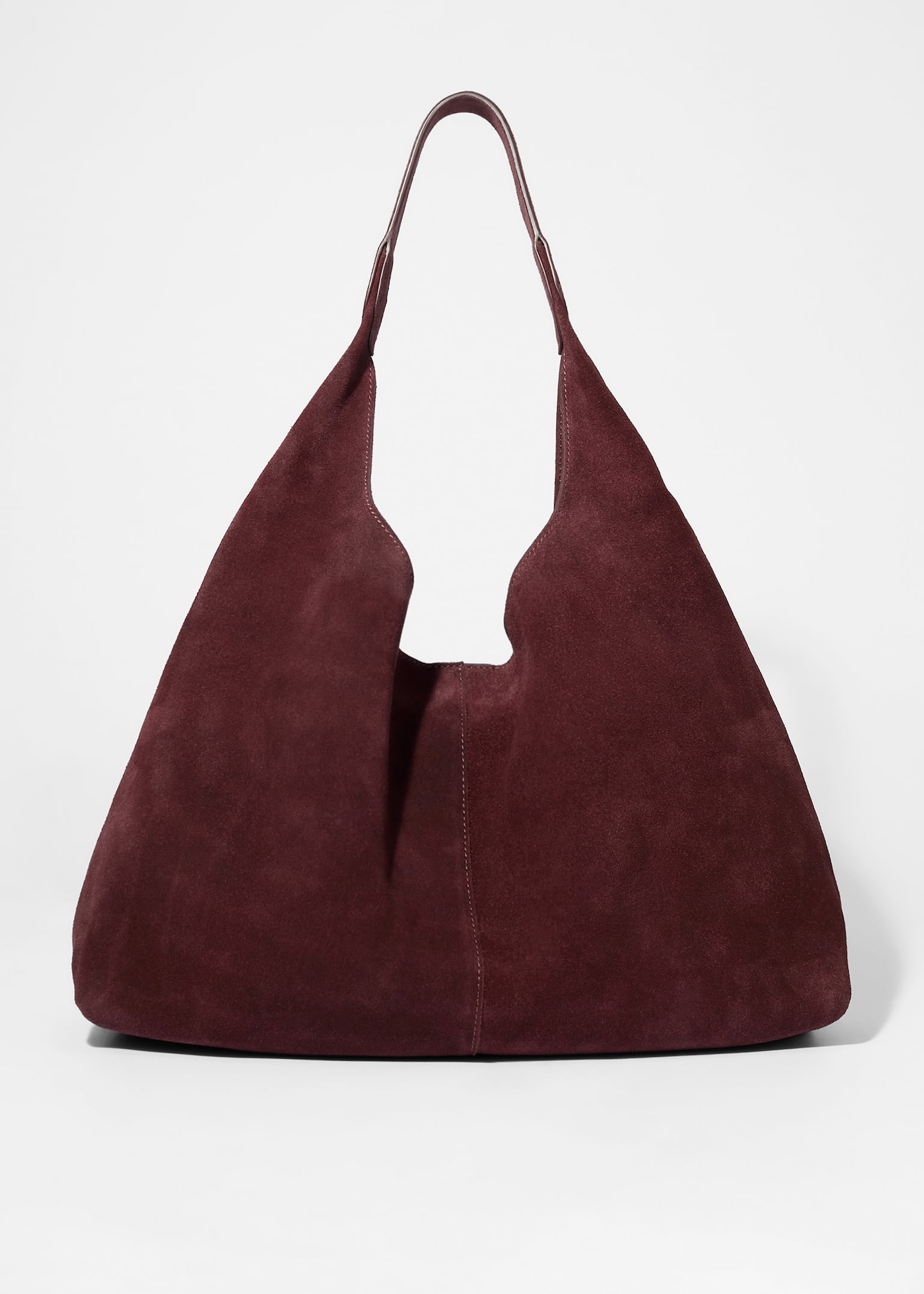 Bolso tipo tote grande de ante - Ante burdeos/Azul claro/Gris oscuro/Óxido - 2