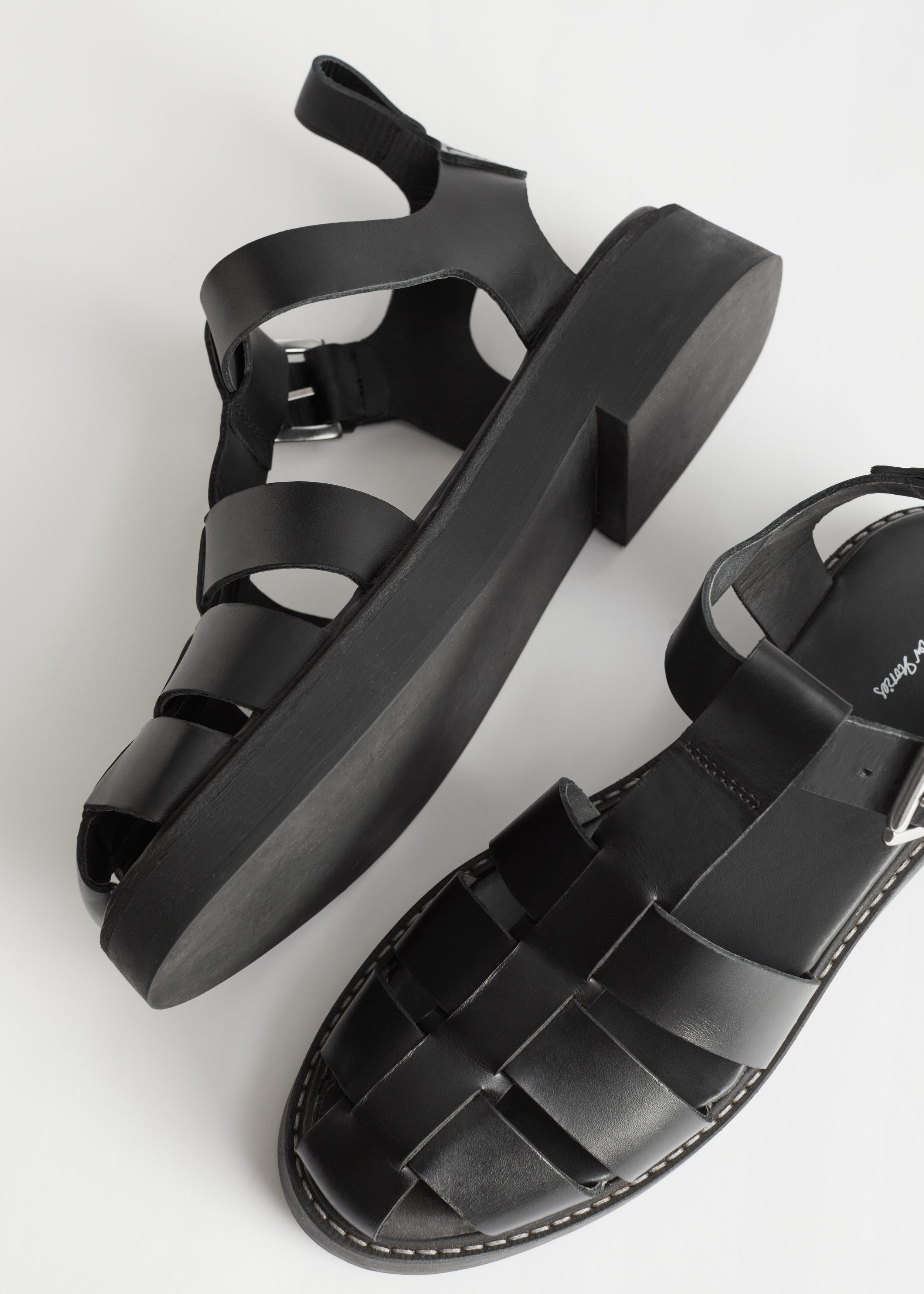 “& Other Stories” Chunky Leather Gladiator Sandals Black Chunky Leather Gladiator Sandals - Black - & Other Stories BE