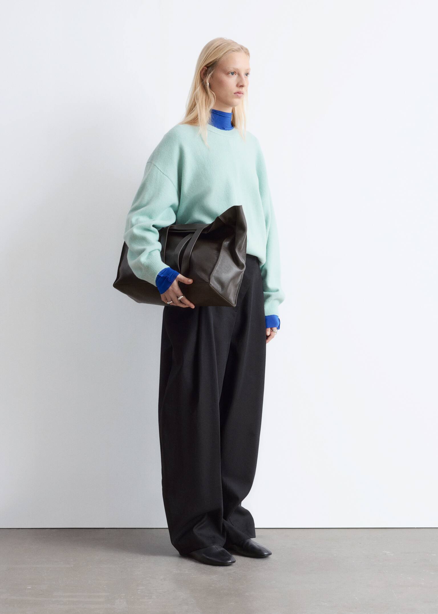 Oversized Wool Jumper - Light Turquoise/Grey Melange/Navy Blue/Red - 7
