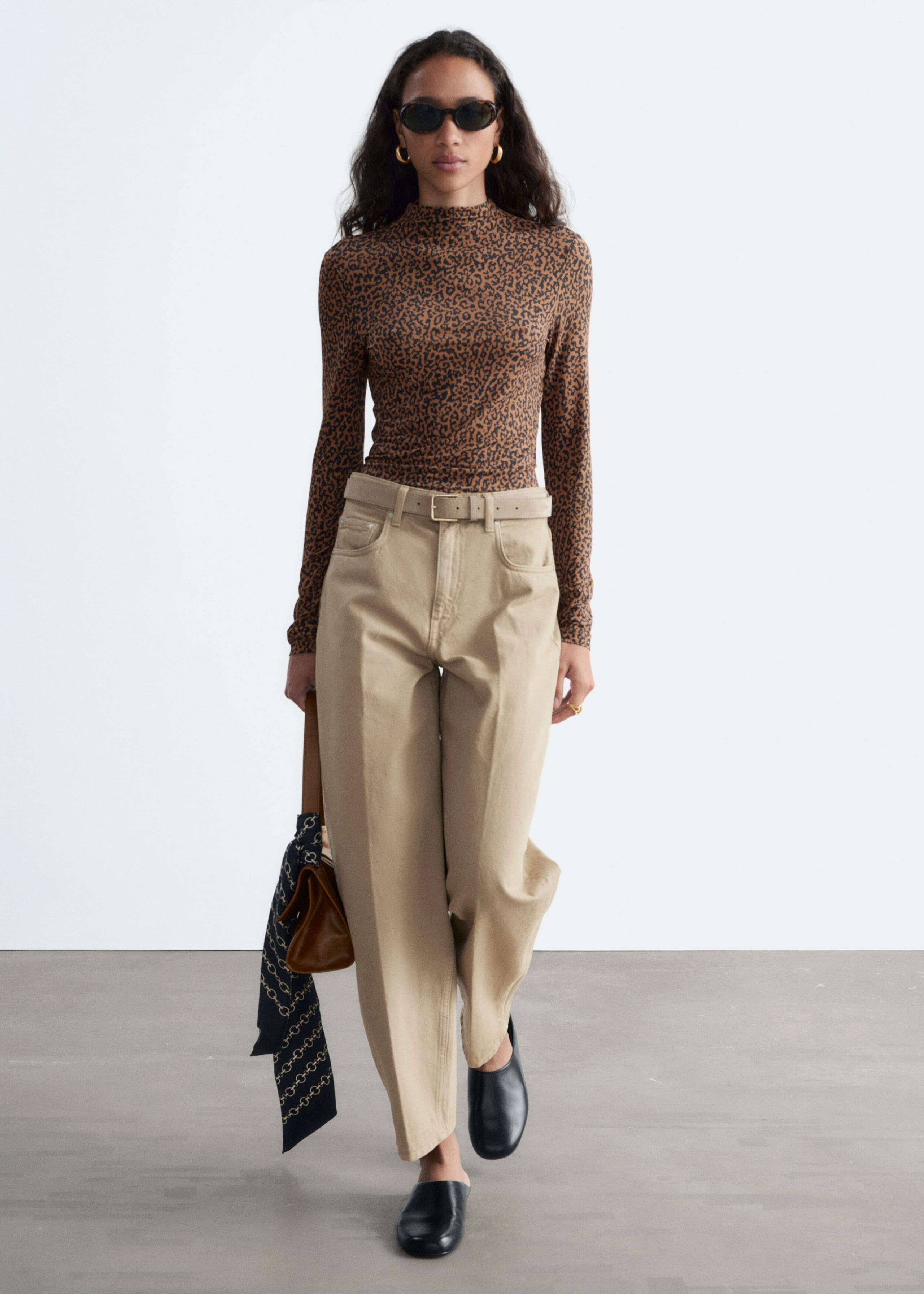 Mock-Neck Top - Brown/Leopard Print - Still Life