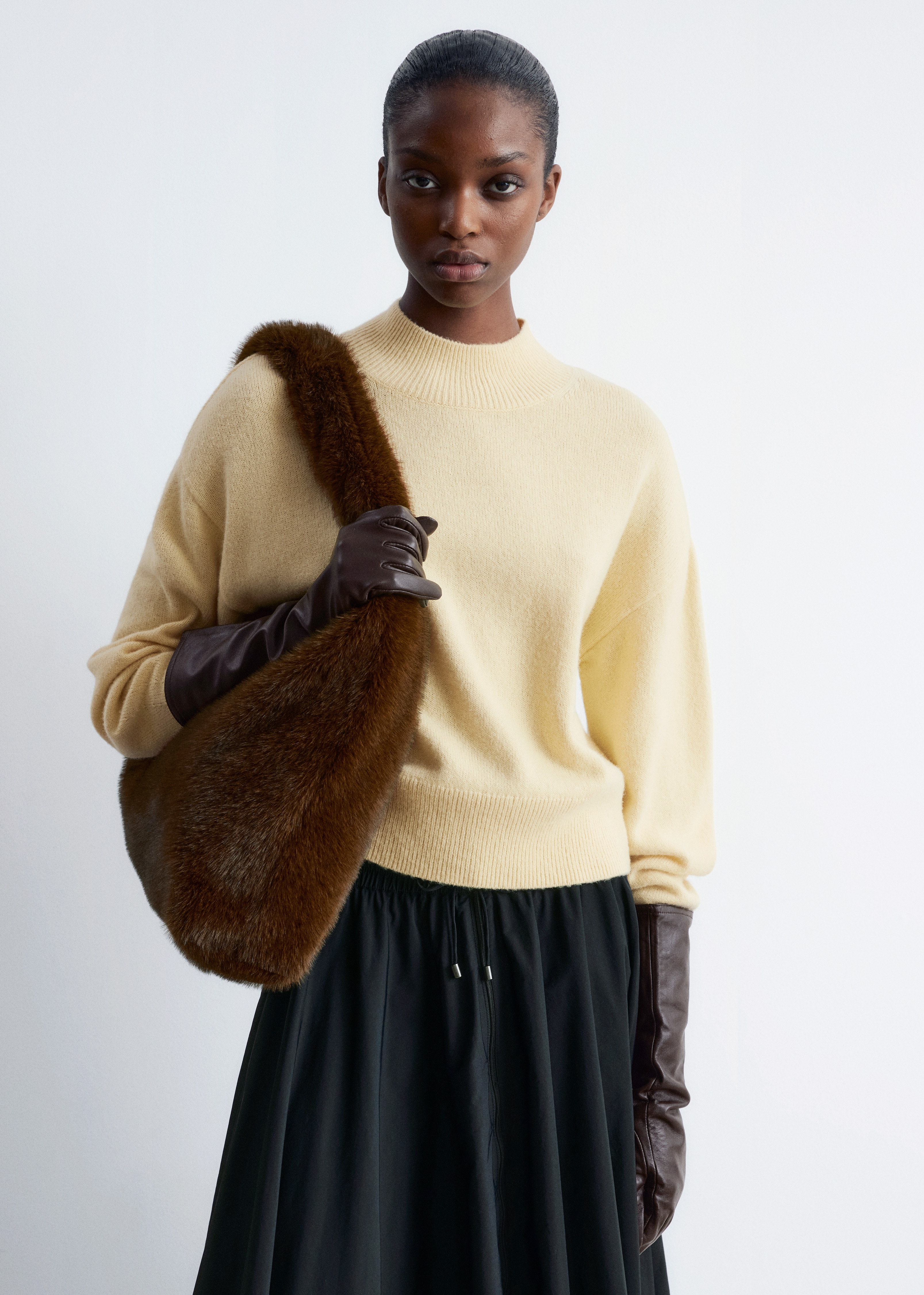 Rolákový svetr - Světle žlutá/Pink/Tmavě modrá