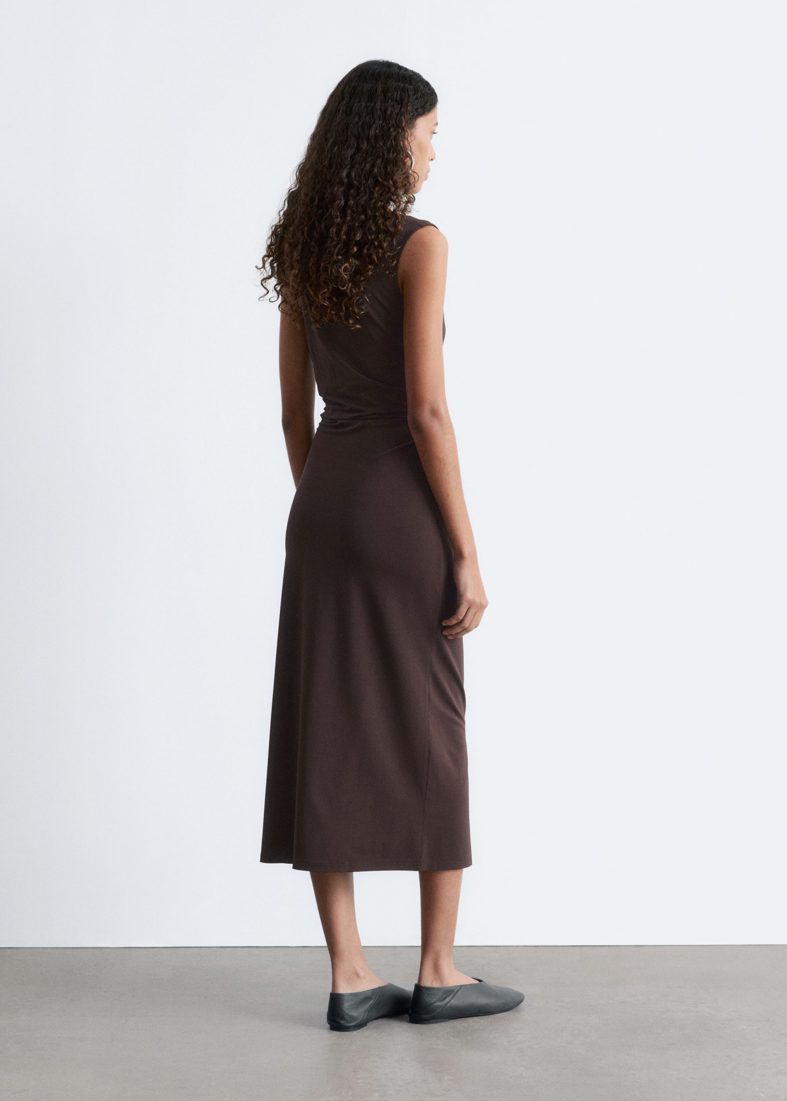 Image of Sleeveless Draped Midi Dress