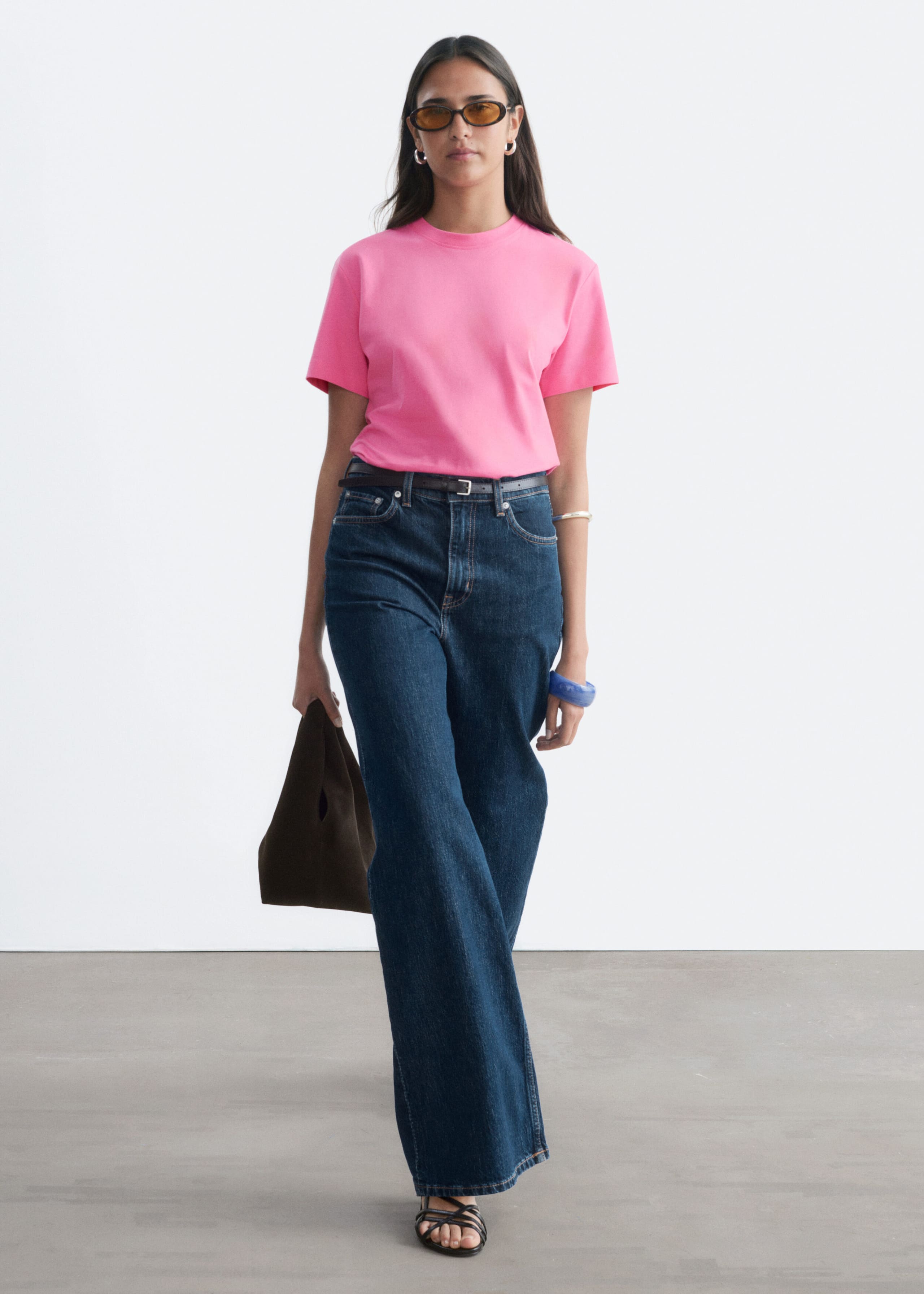 T-Shirt aus Baumwolle mit Rundhalsausschnitt - Rosa - Lookbook