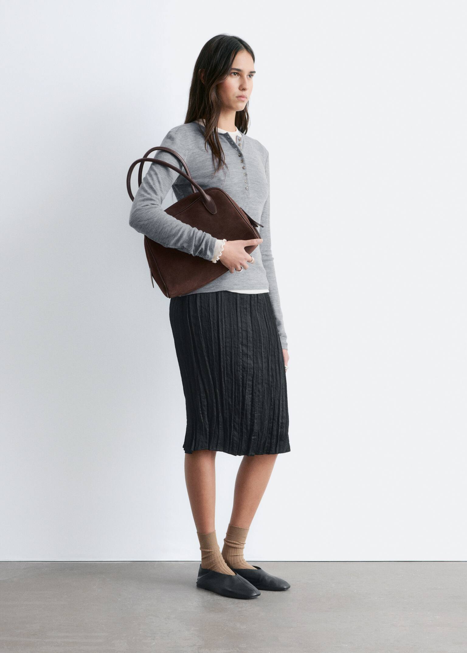 Haut en laine à demi-patte - Gris chiné/Marron chiné - 5