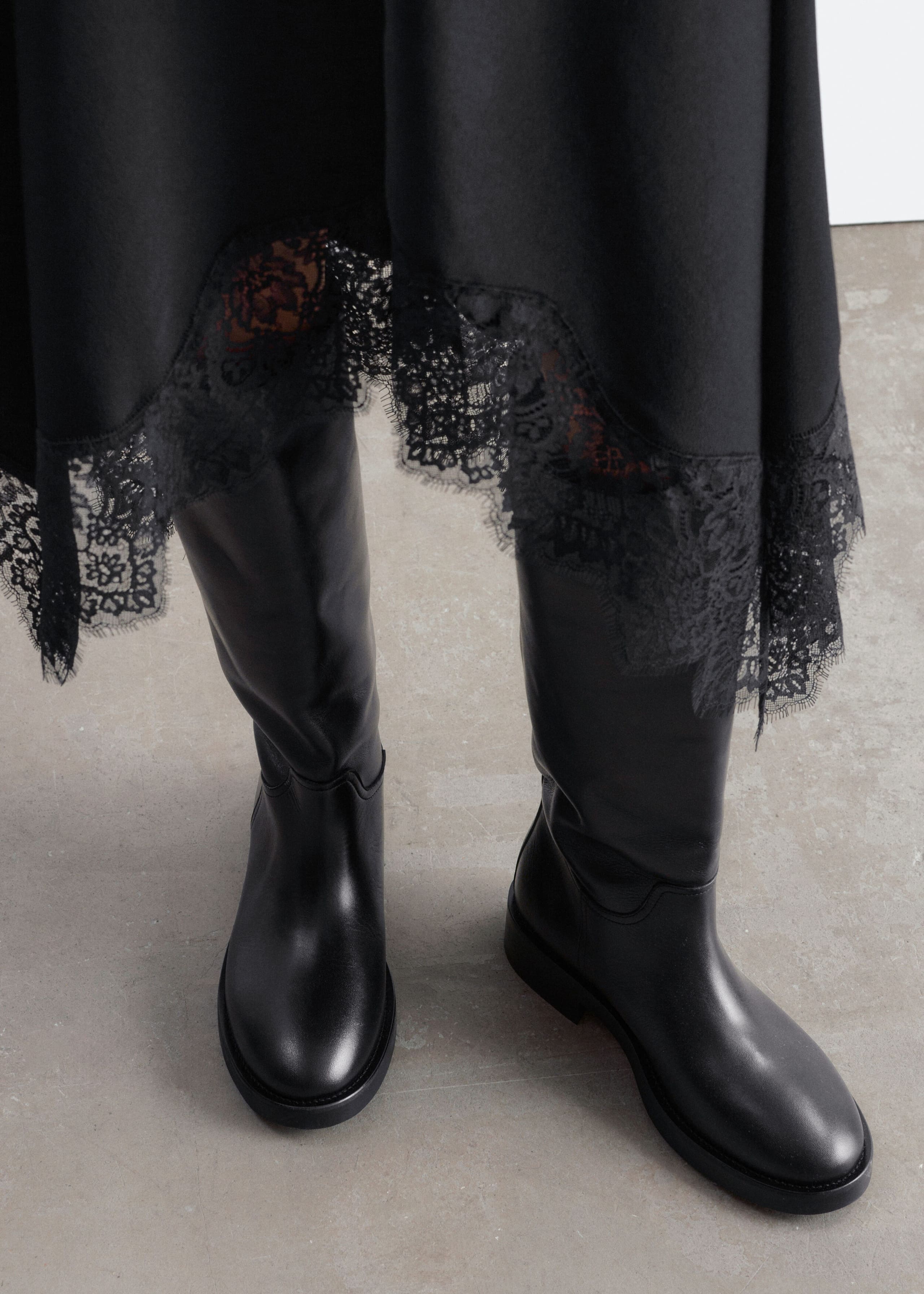 Leather Riding Boots - Black - Lookbook